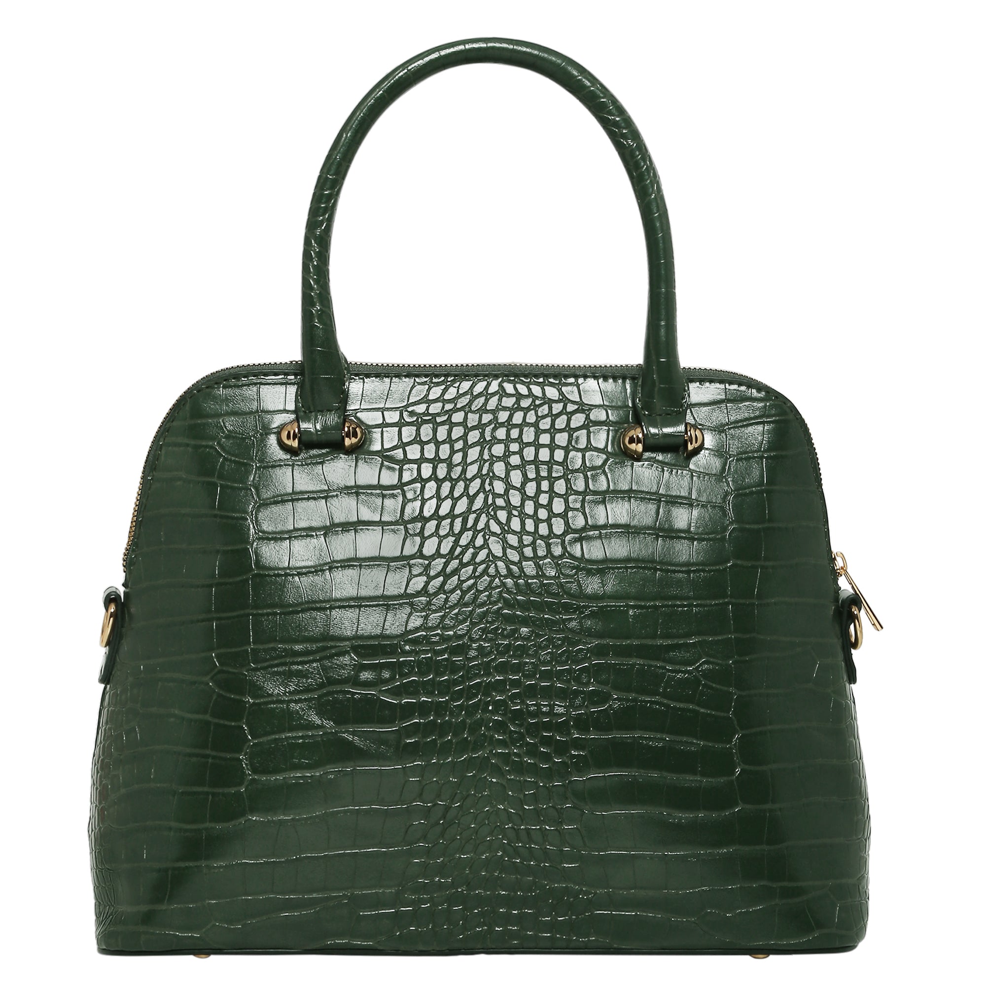 Accessorize London Women's Faux Leather Green Thea croc handheld Bag