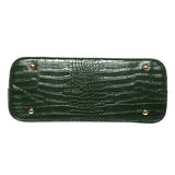 Accessorize London Women's Faux Leather Green Thea croc handheld Bag