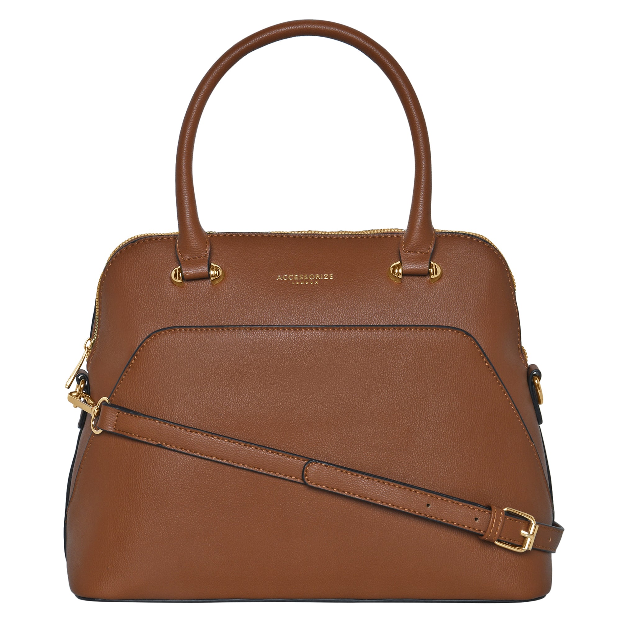Accessorize London Women's Faux Leather Tan Thea handheld bag