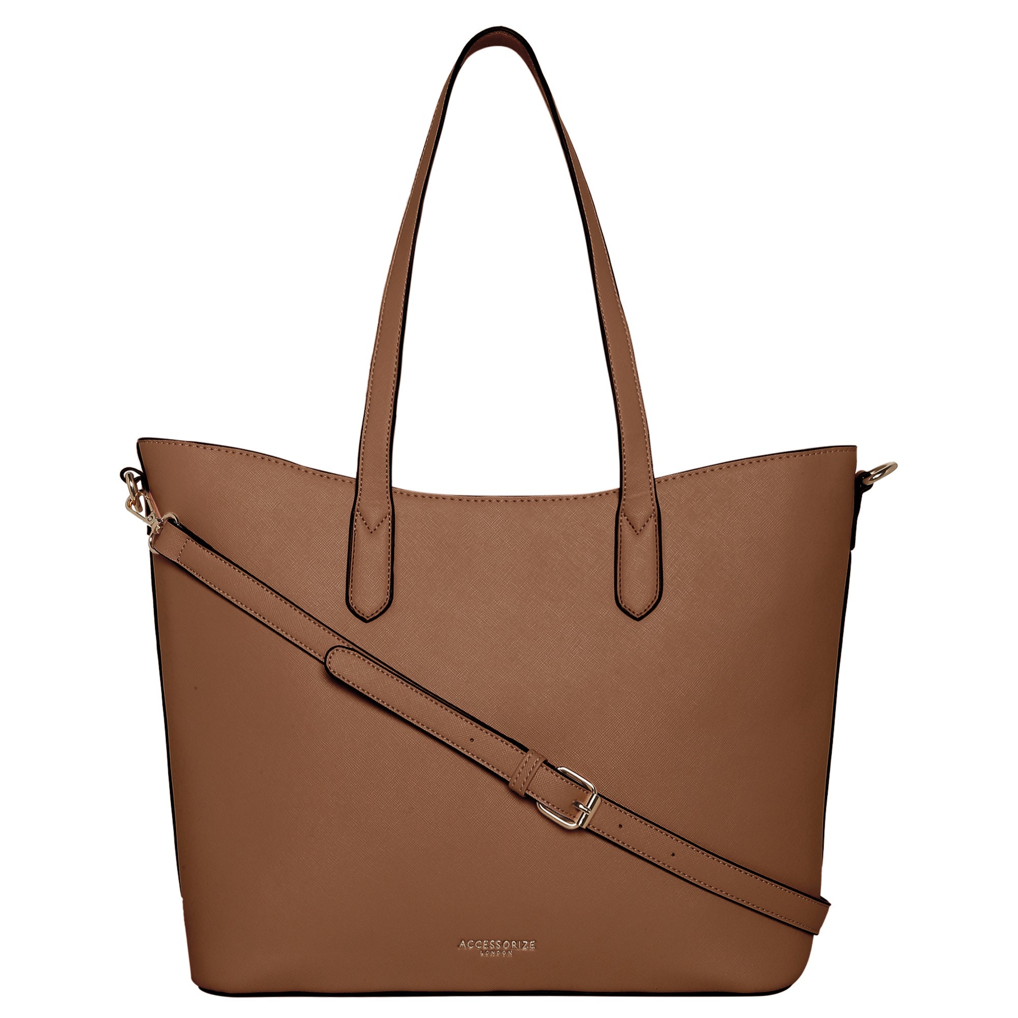 Accessorize London Women's Faux Leather Tan Daffodil tote bag