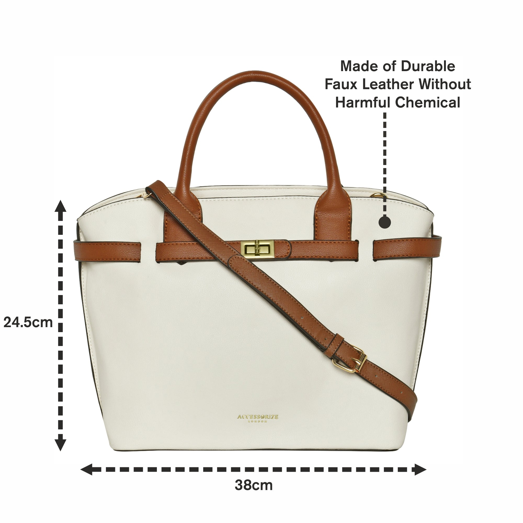 Accessorize London Women's Faux Leather White Rosaline colorblock handheld Bag