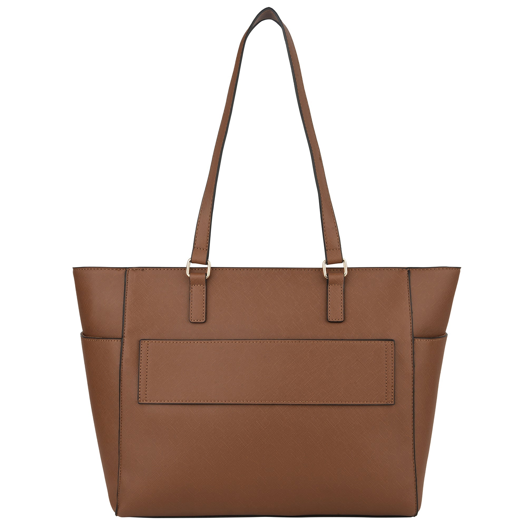 Accessorize London Women's Faux Leather Tan Venus Laptop Winged Tote Bag