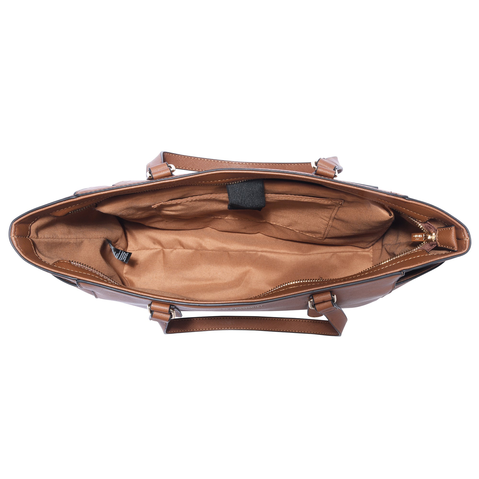 Accessorize London Women's Faux Leather Tan Venus Laptop Winged Tote Bag