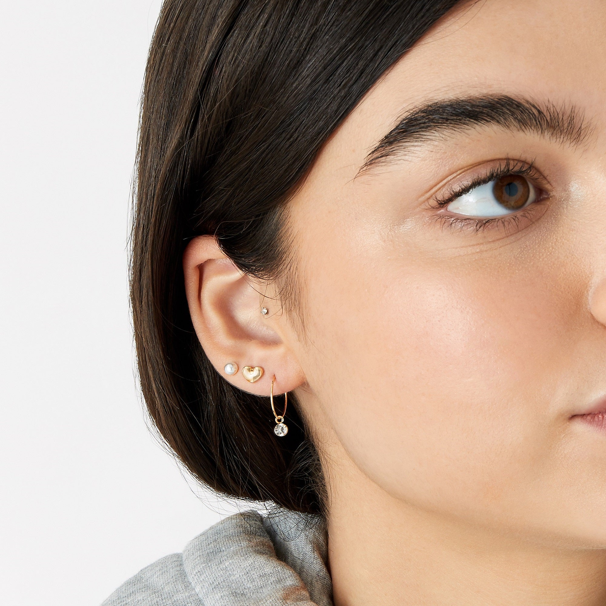 Accessorize London Women's Gold 3 X Heart Hoop Stud Earring Set