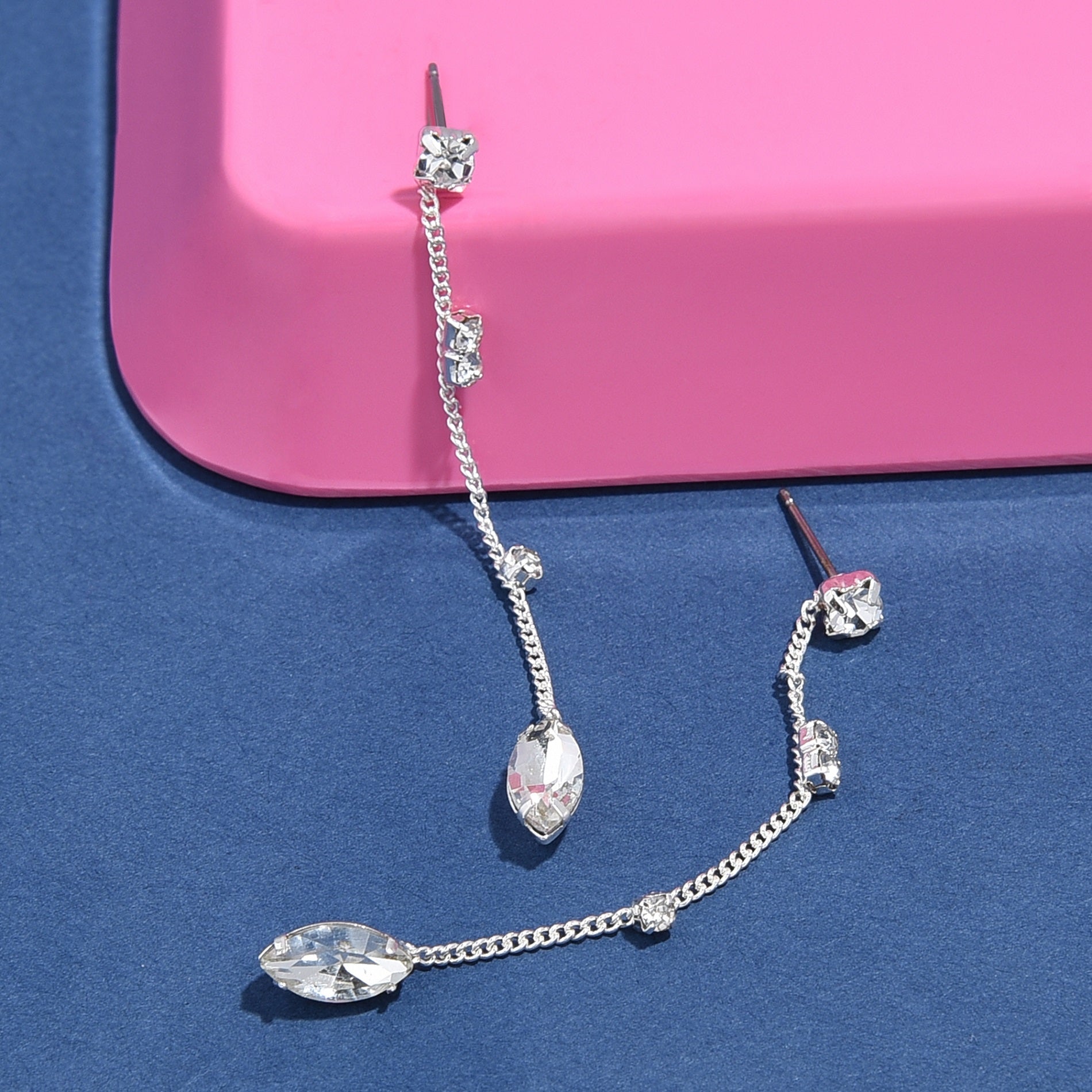Accessorize London Women's Silver Sparkle Chain Drop Earring