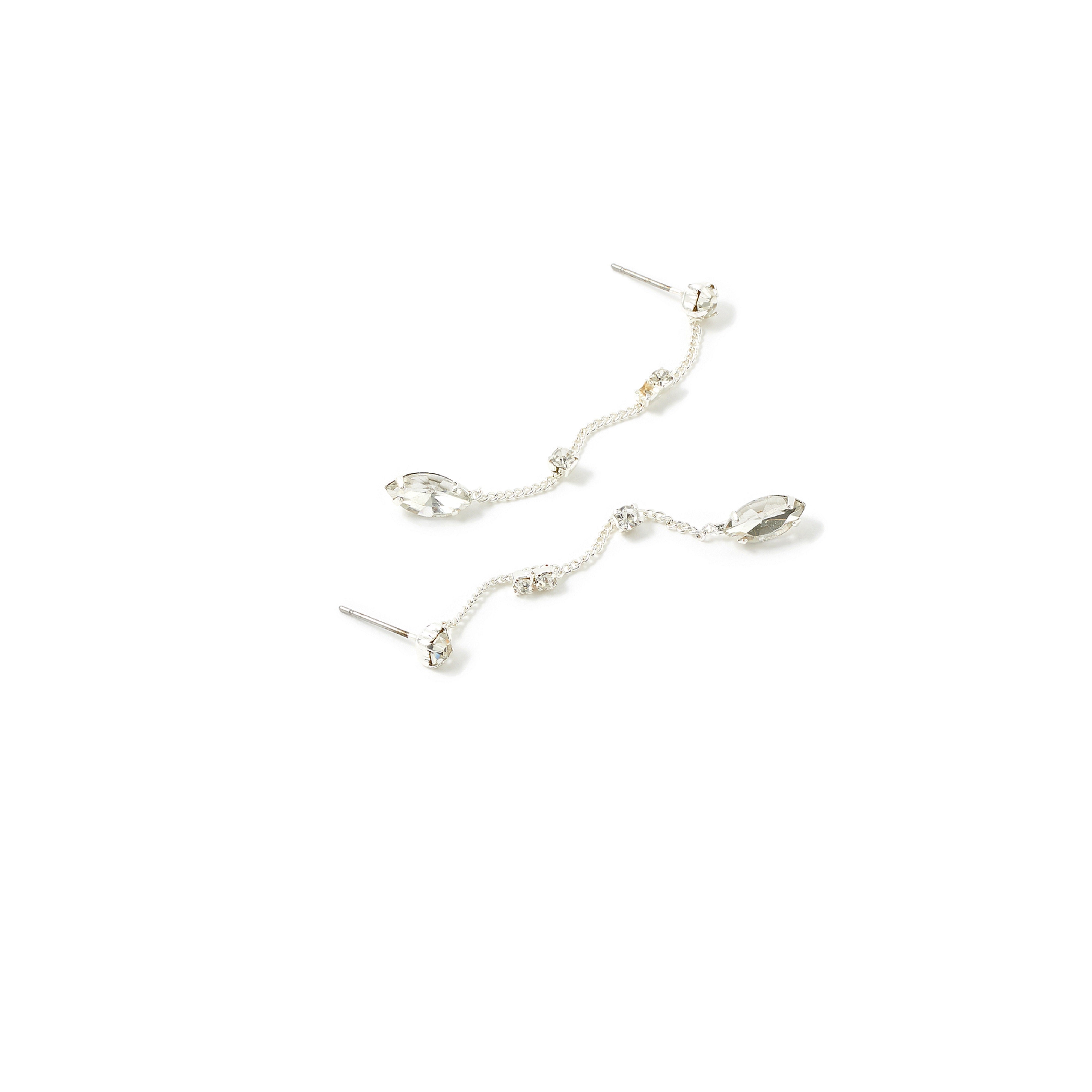 Accessorize London Women's Silver Sparkle Chain Drop Earring