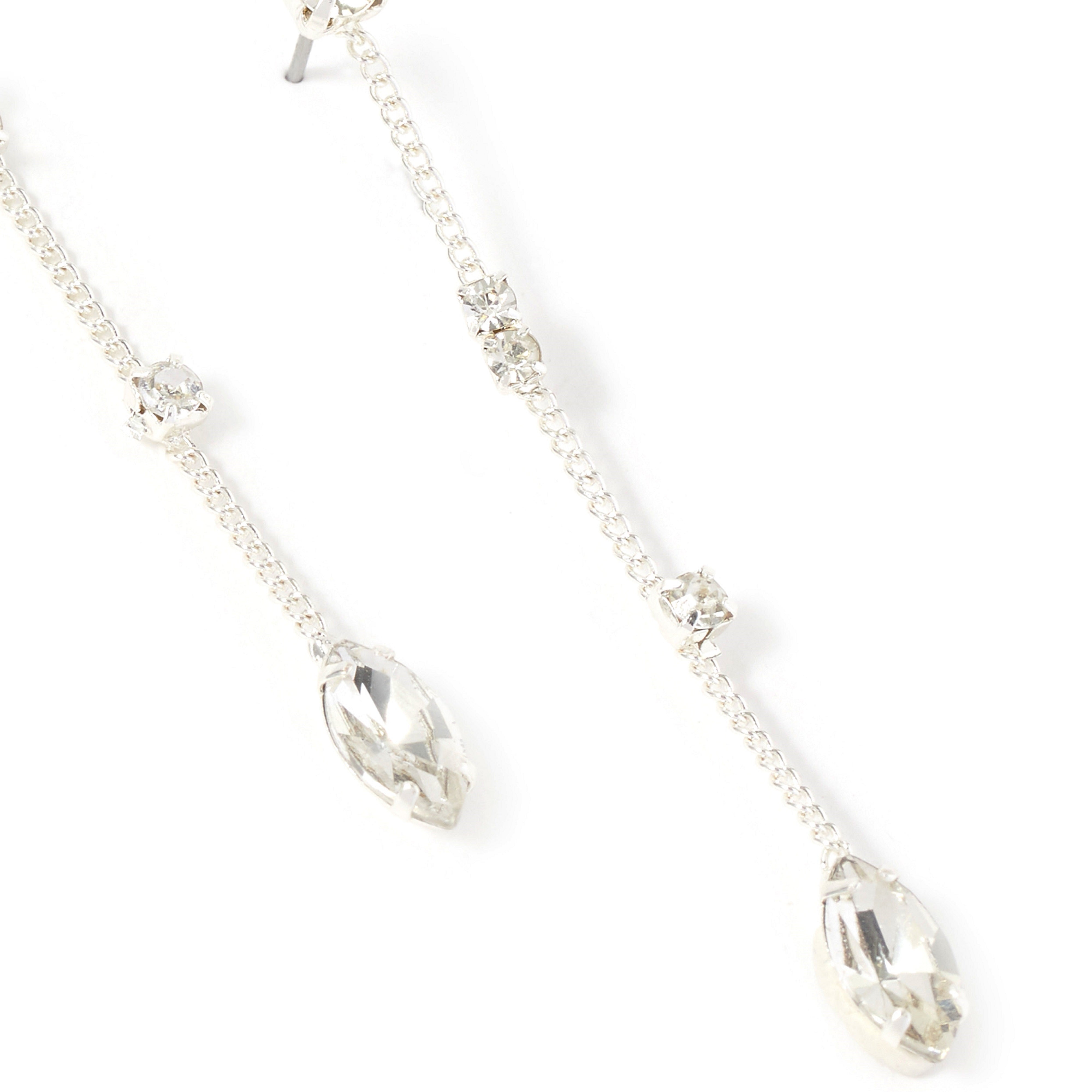 Accessorize London Women's Silver Sparkle Chain Drop Earring