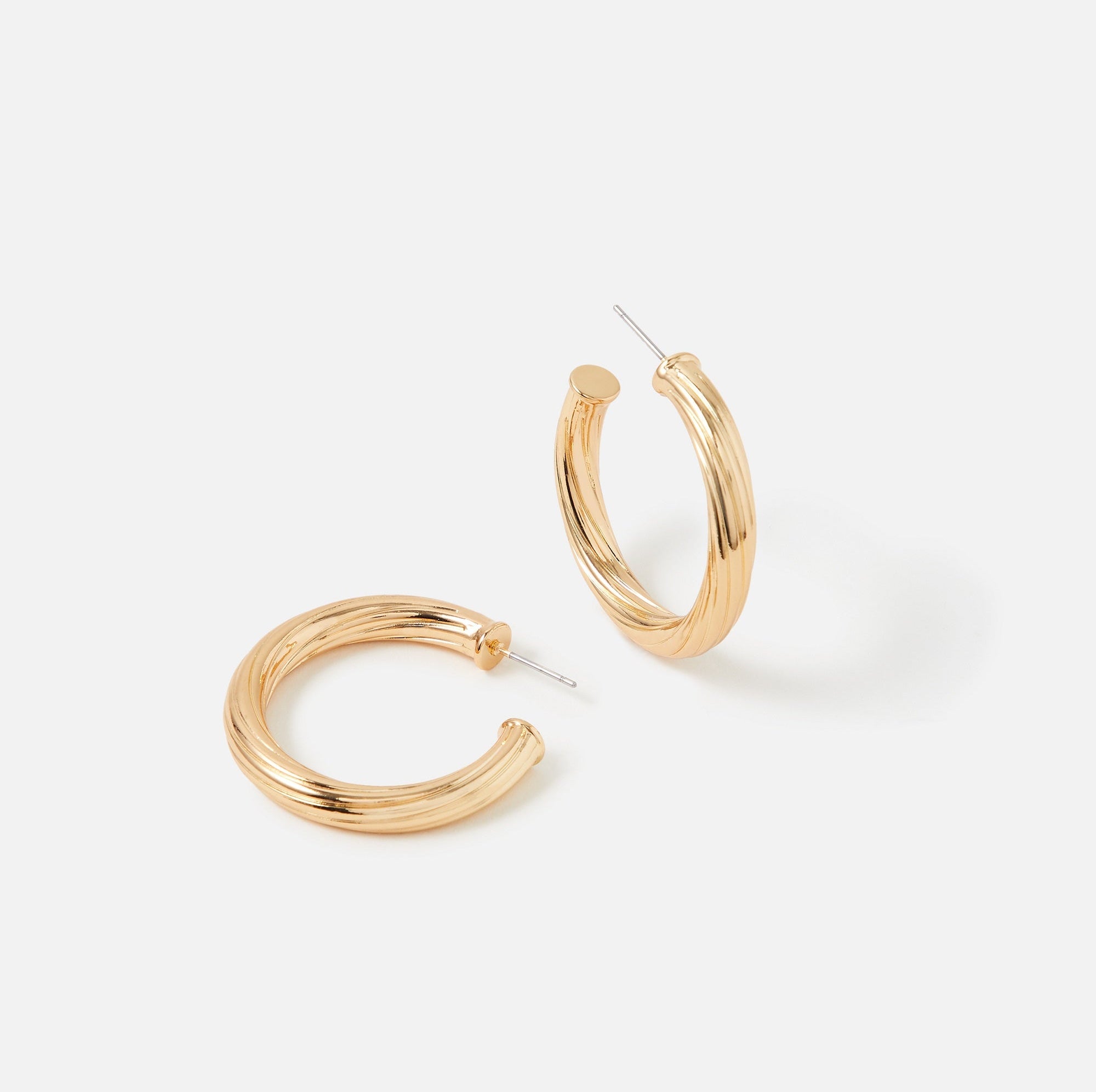 Accessorize London Women'sBlue Harvest Engraved Lines Chunky Hop Earring