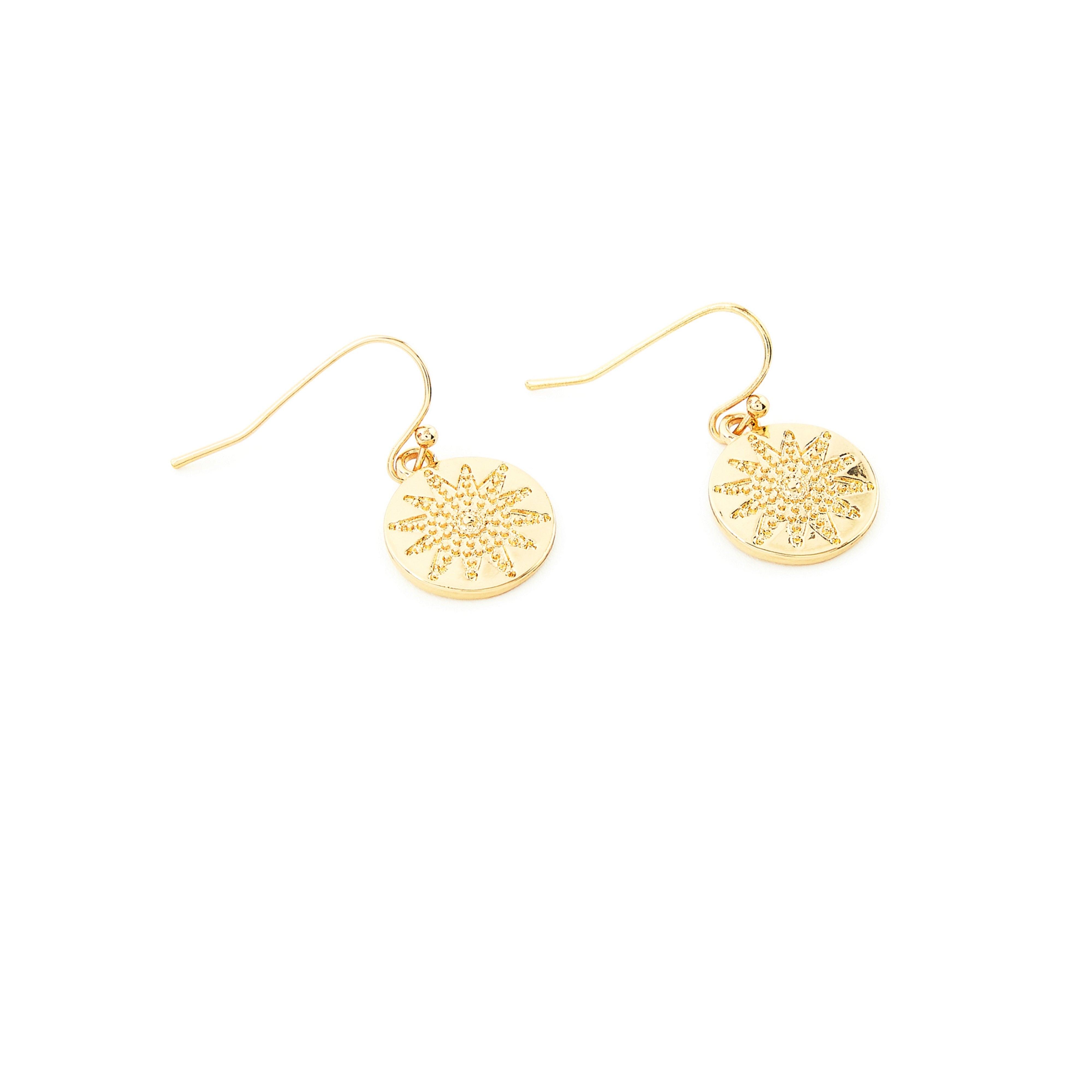 Accessorize London Women's Gold Star Imprint Coin Short Drop Earring