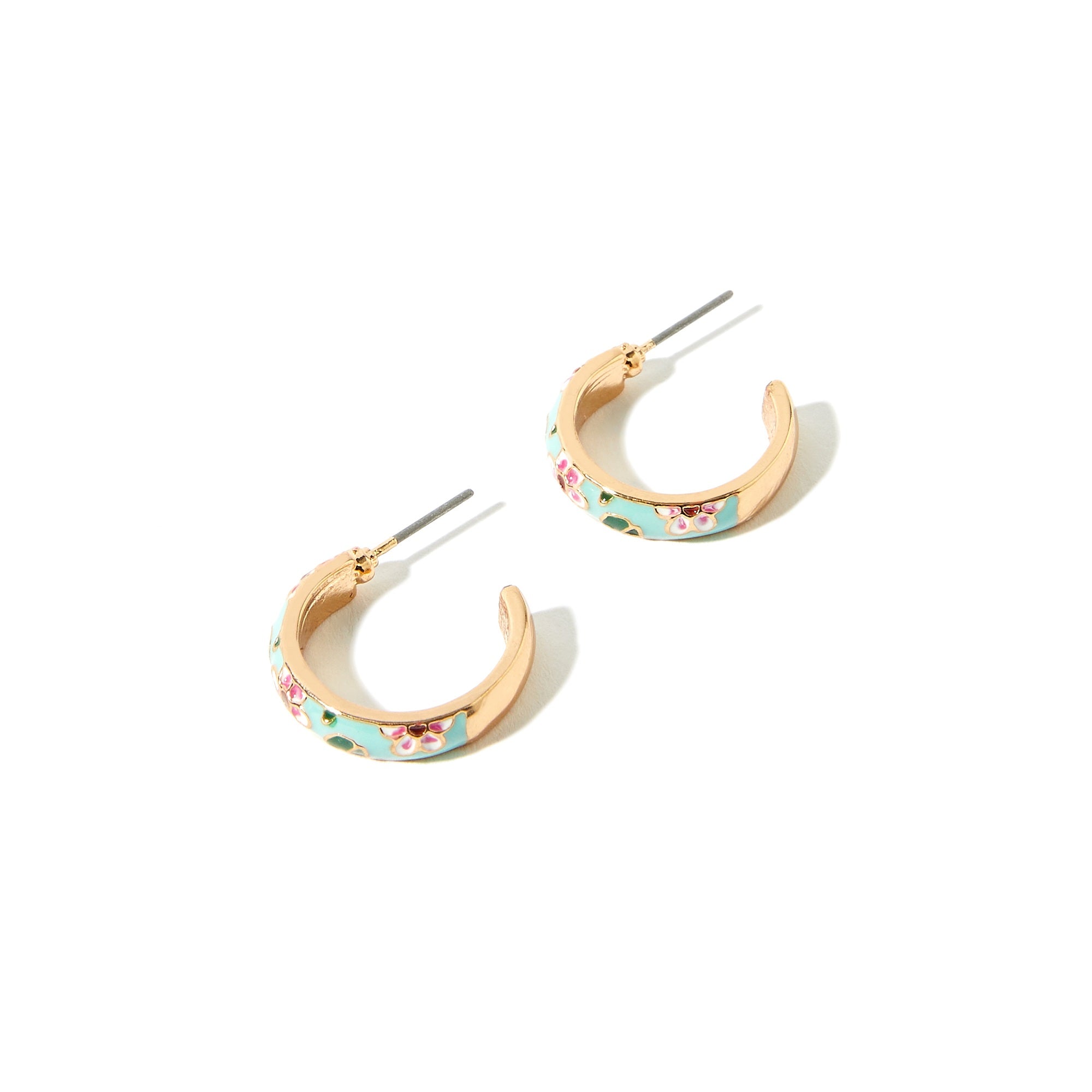 Accessorize London Women's Romantic Ramble Enamel Flower Hoop Earrings