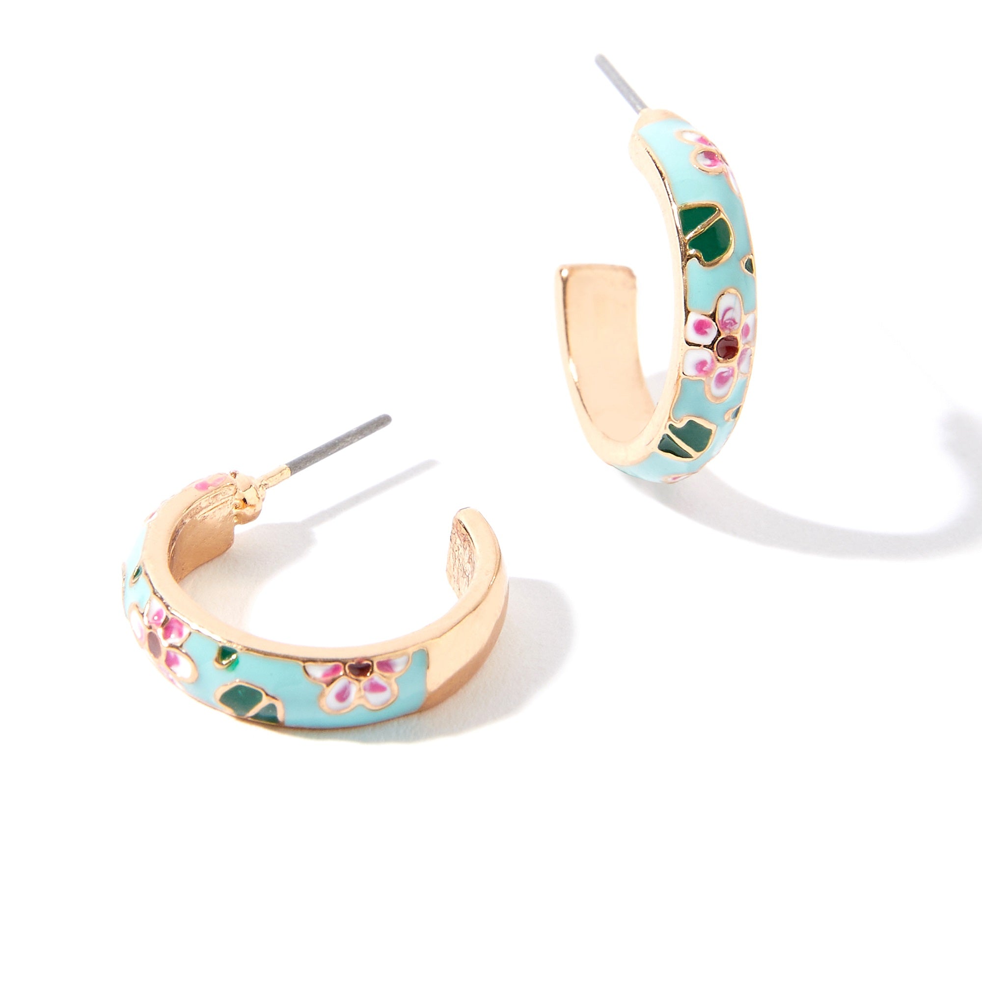 Accessorize London Women's Romantic Ramble Enamel Flower Hoop Earrings