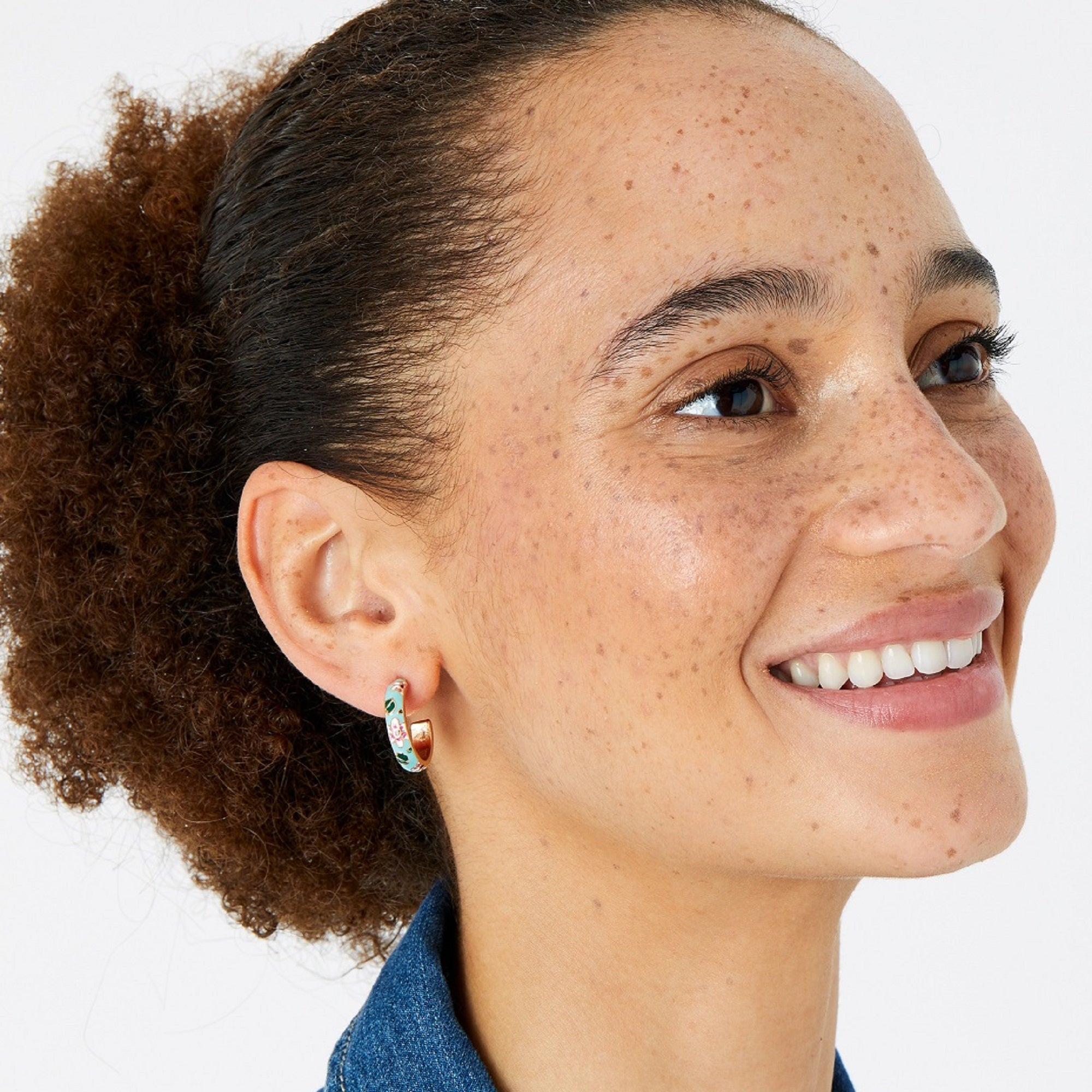 Accessorize London Women's Romantic Ramble Enamel Flower Hoop Earrings