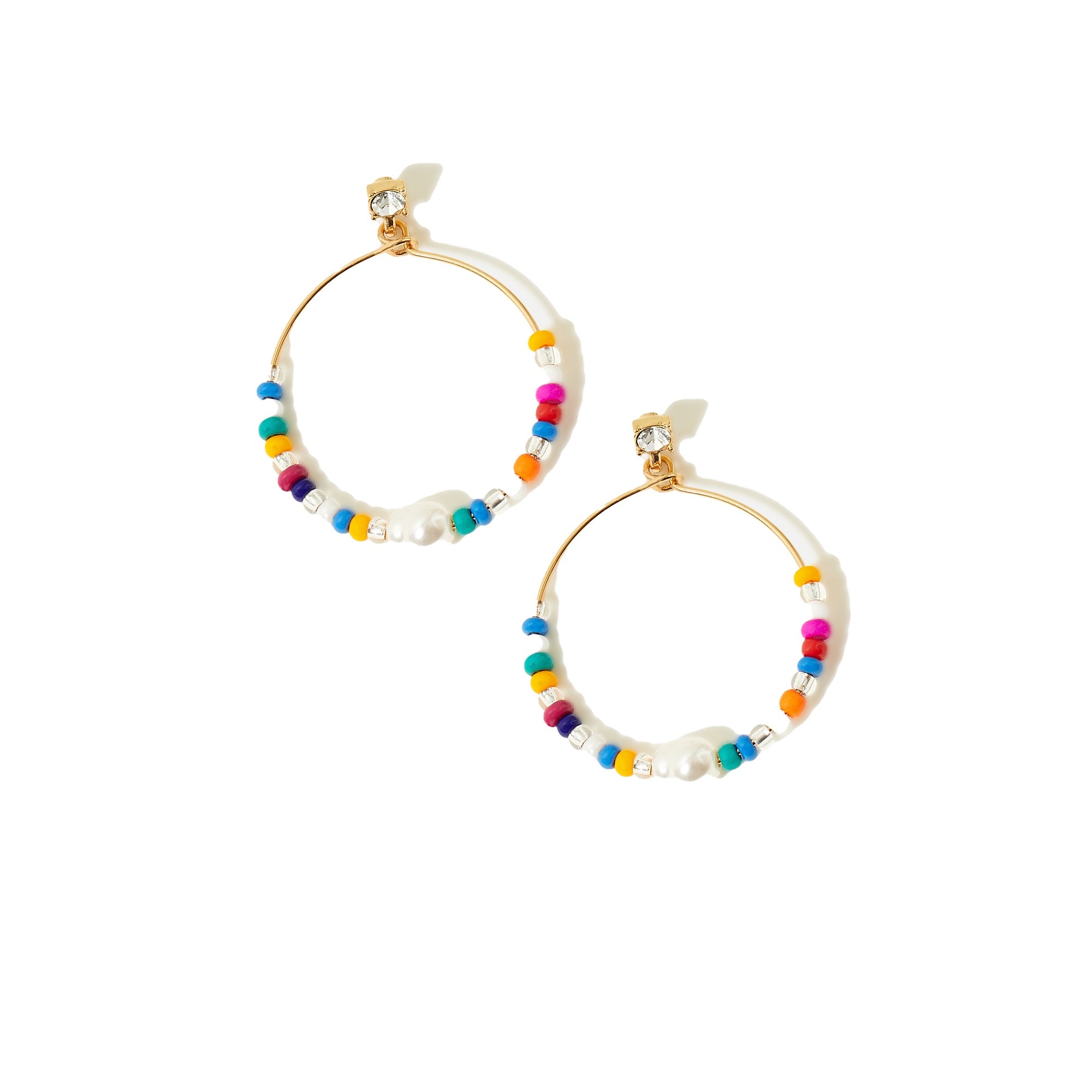 Accessorize London Women's Eye Candy Pearl Brights Hoop Earrings