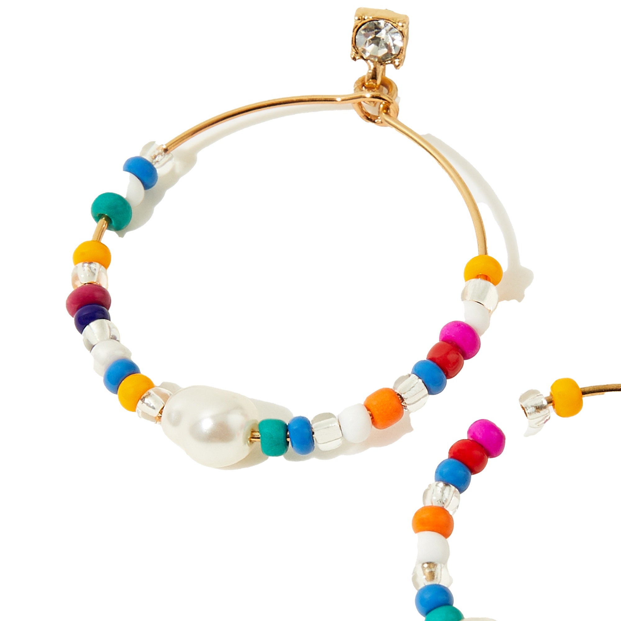 Accessorize London Women's Eye Candy Pearl Brights Hoop Earrings