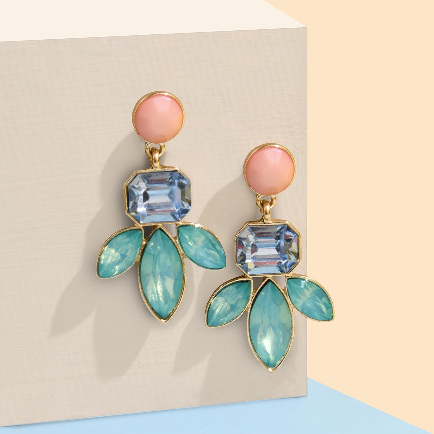 Accessorize London Women'S Multi Color Flower Crystal Short Drop Earring
