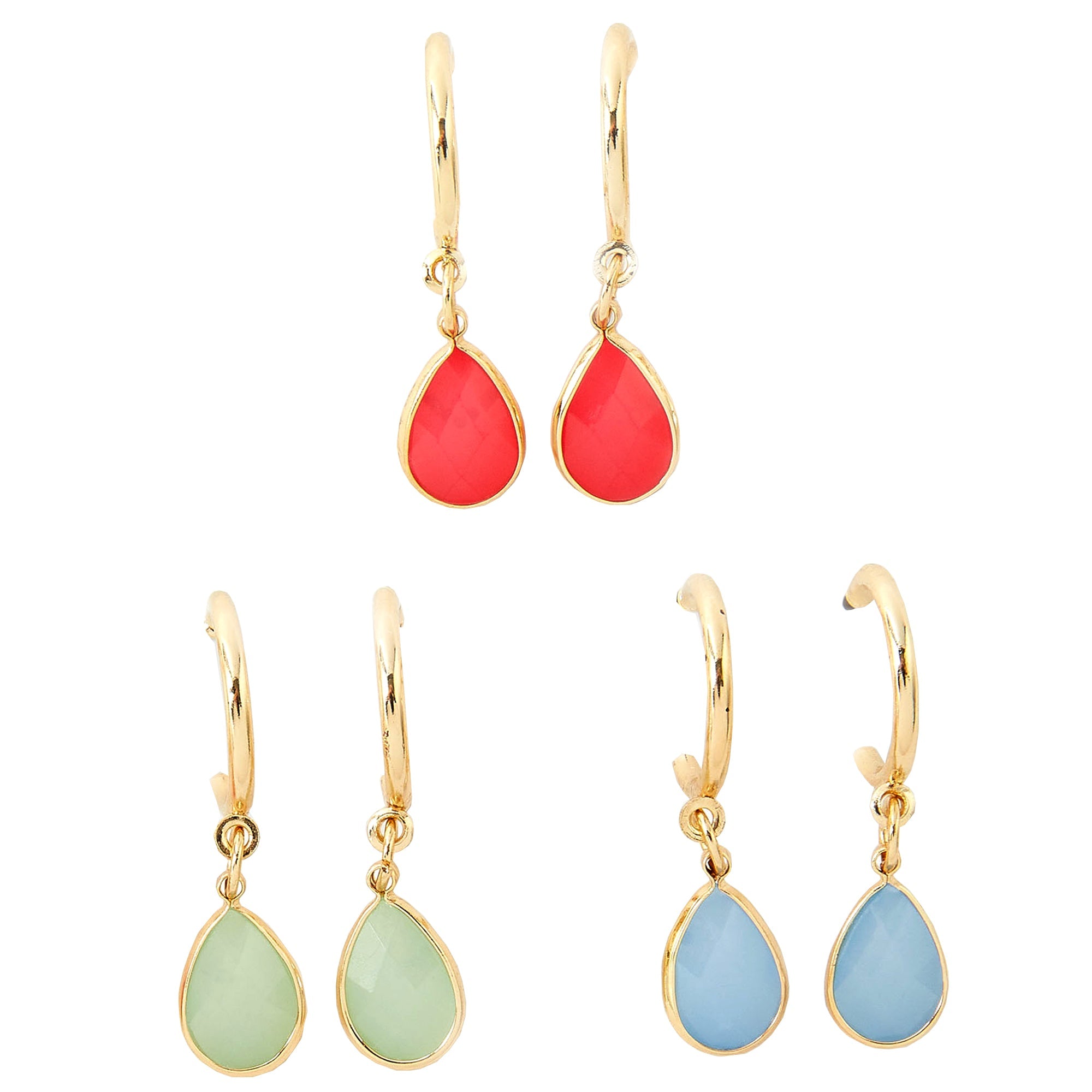 Accessorize London Women's multi Seascape Pack of 3 Crystal Huggie Hoops Earring