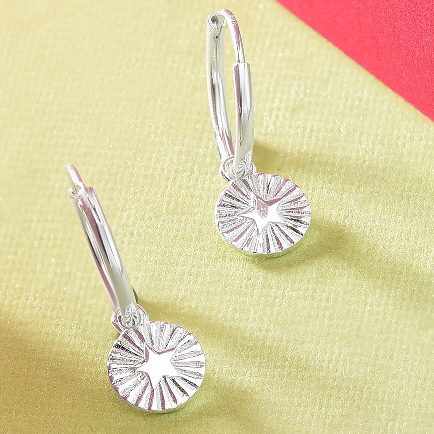 925 Pure Sterling Silver Disc Huggies Hoop Earring For Women