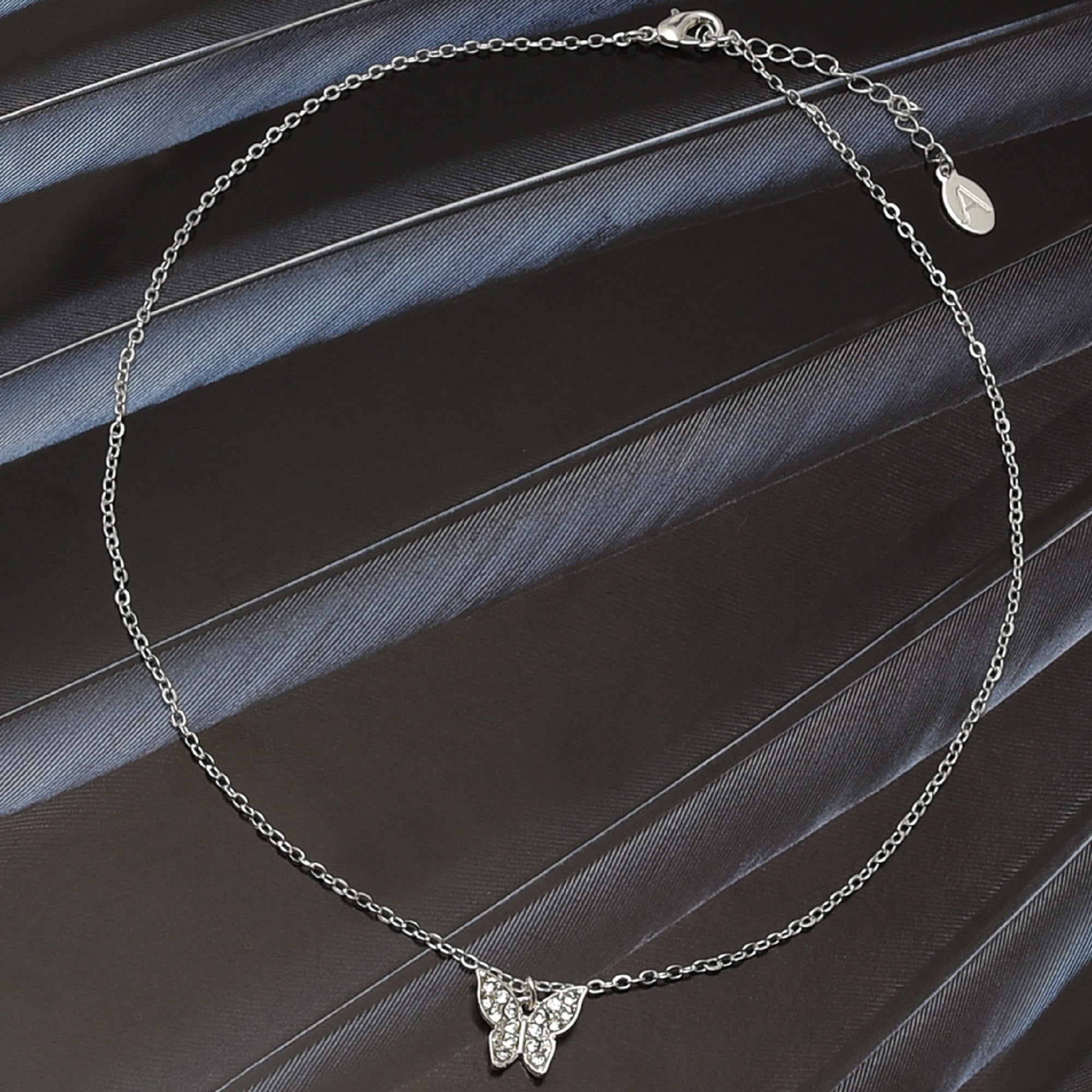 Accessorize London Women's Silver Butterfly Pave Pendant