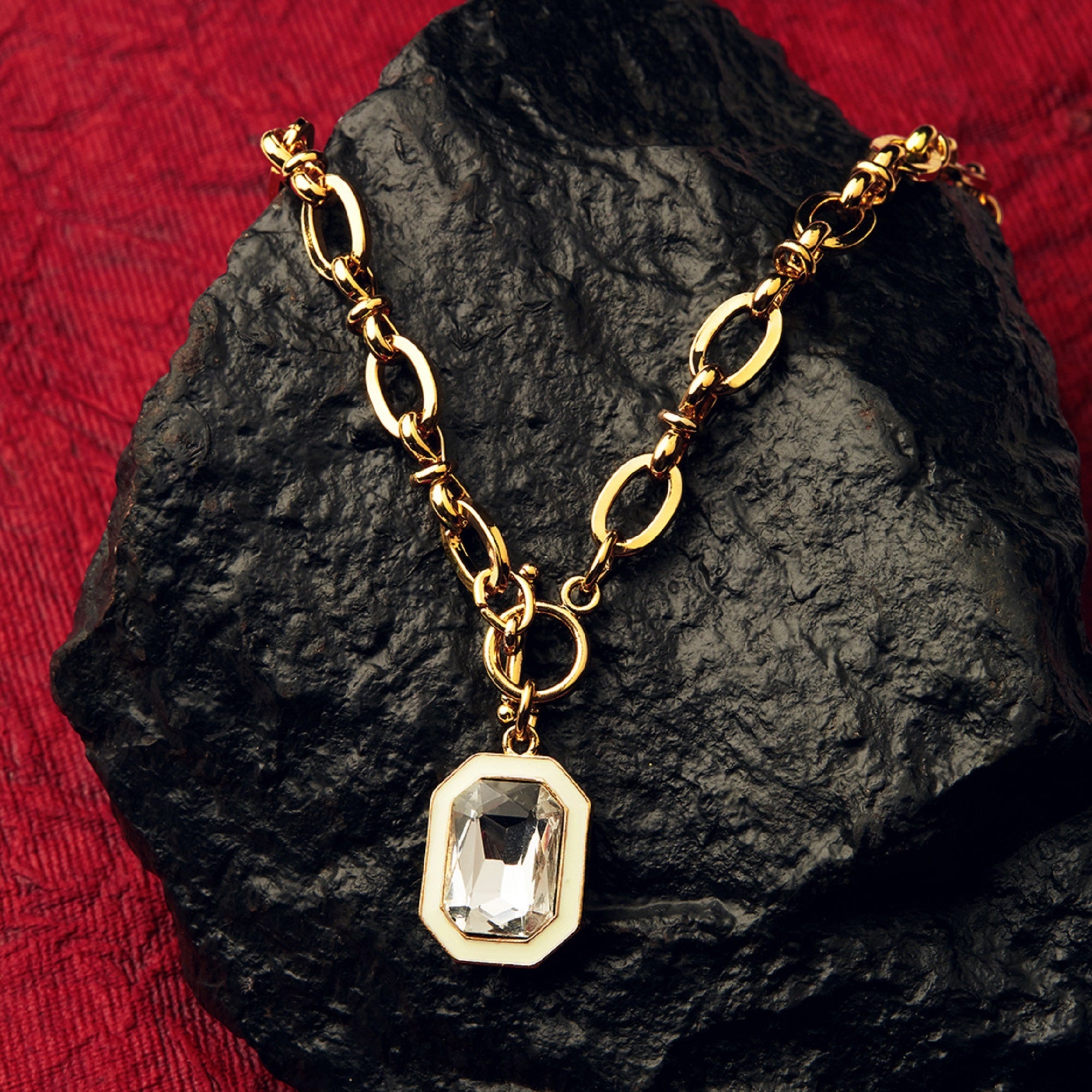 Accessorize London Women's Pastel Pop Enamel & Crystal Chain Pendant Necklace