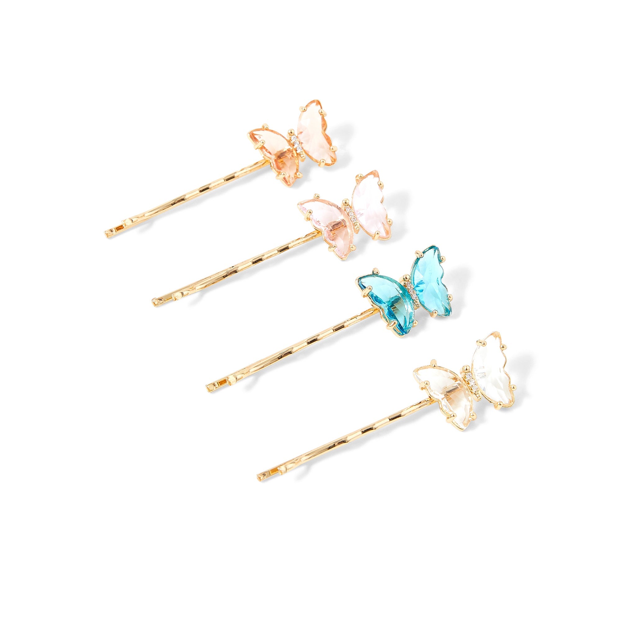 Accessorize London Women's Set of 4 Crystal Butterfly Slide Hair Clip pack