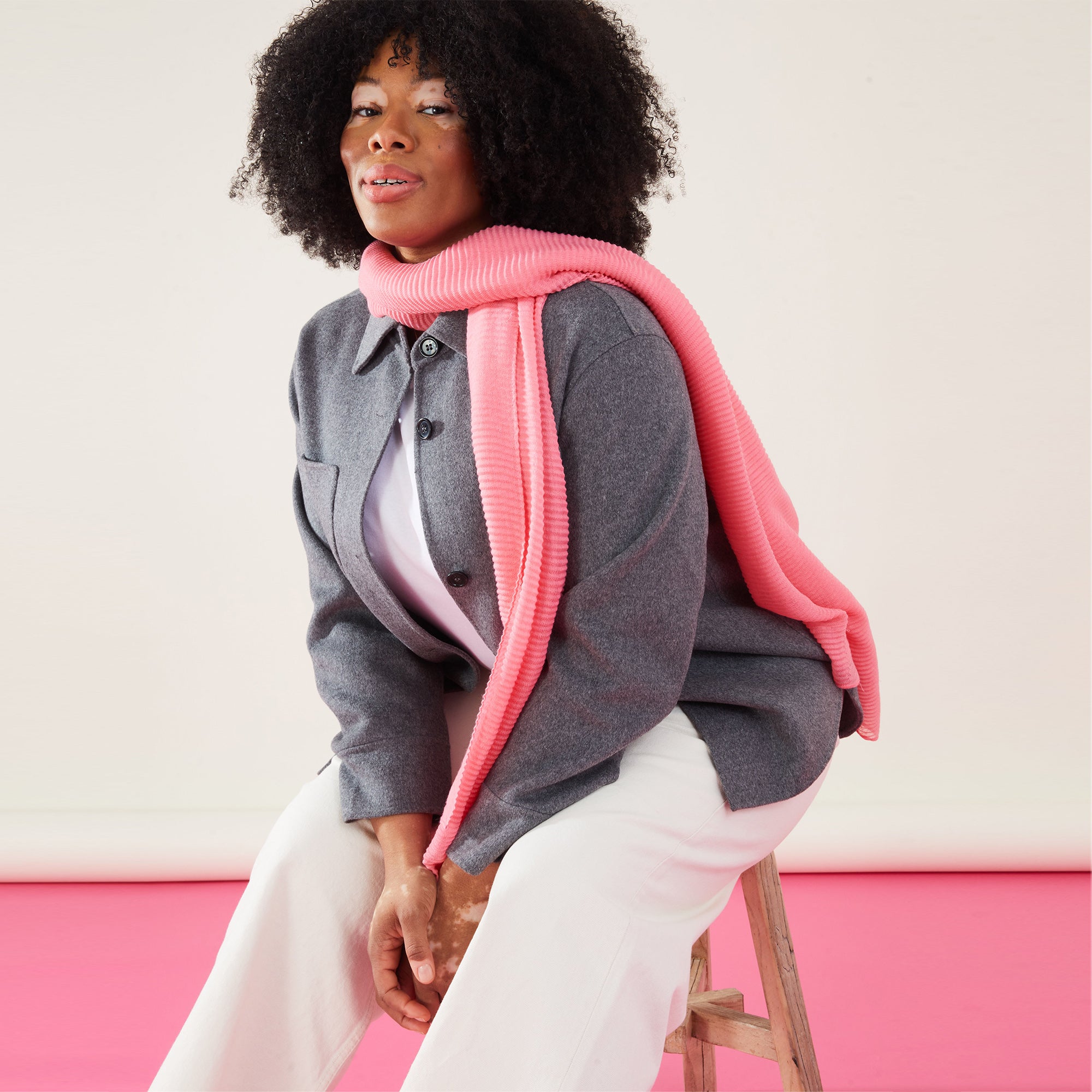 Accessorize London Women's Pink Lightweight Pleat Scarf