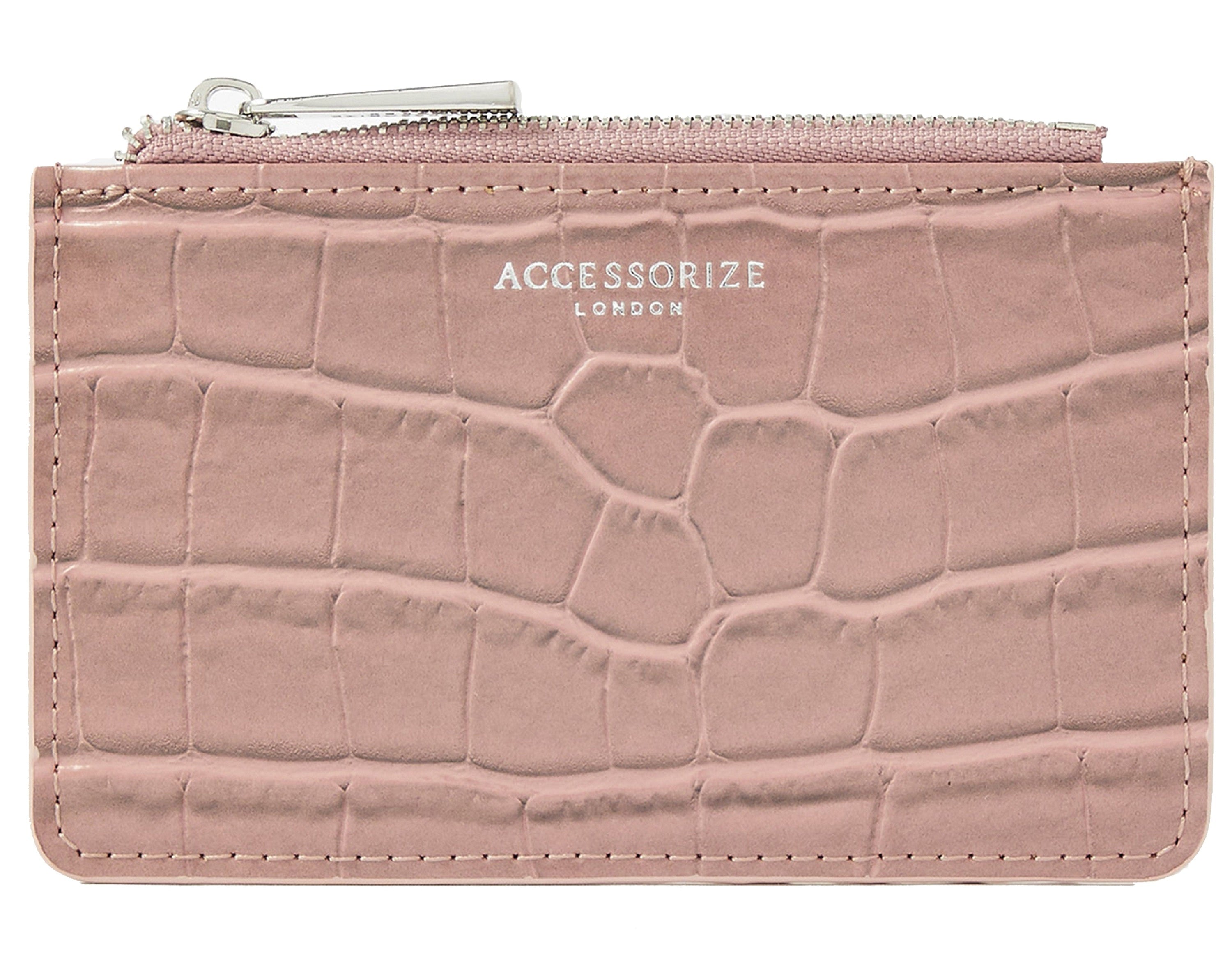 Accessorize London women's Pink Croc Cardholder wallet purse