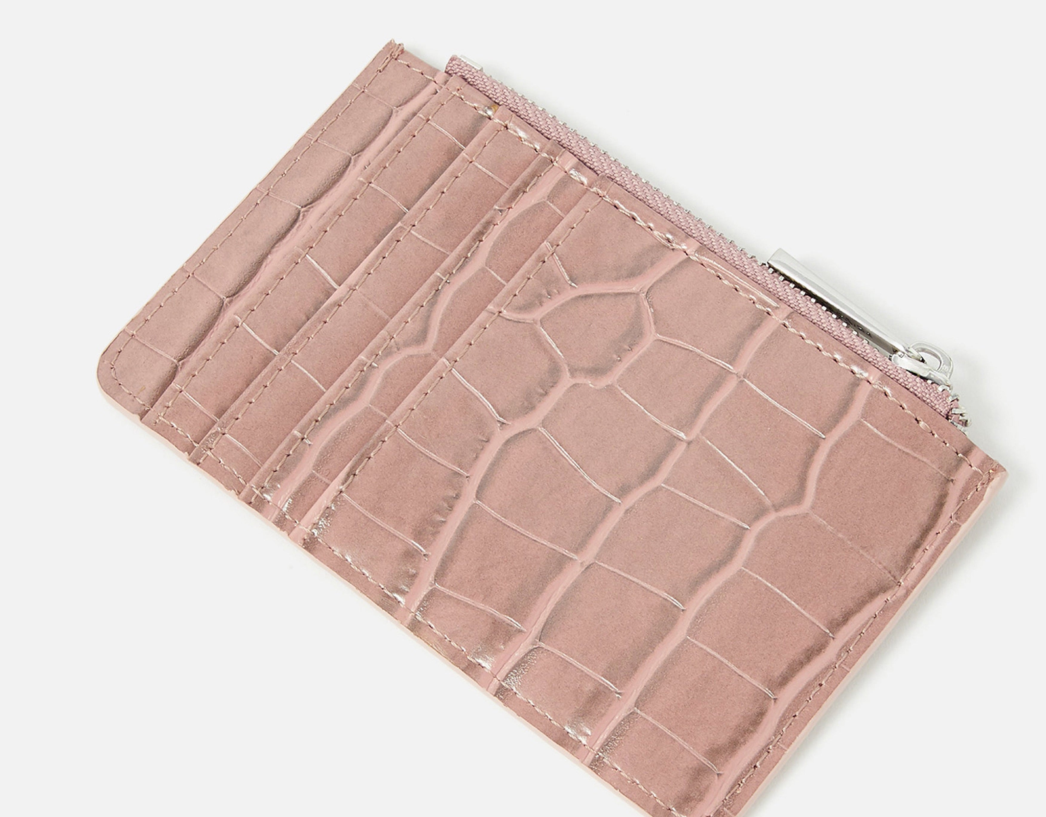 Accessorize London women's Pink Croc Cardholder wallet purse