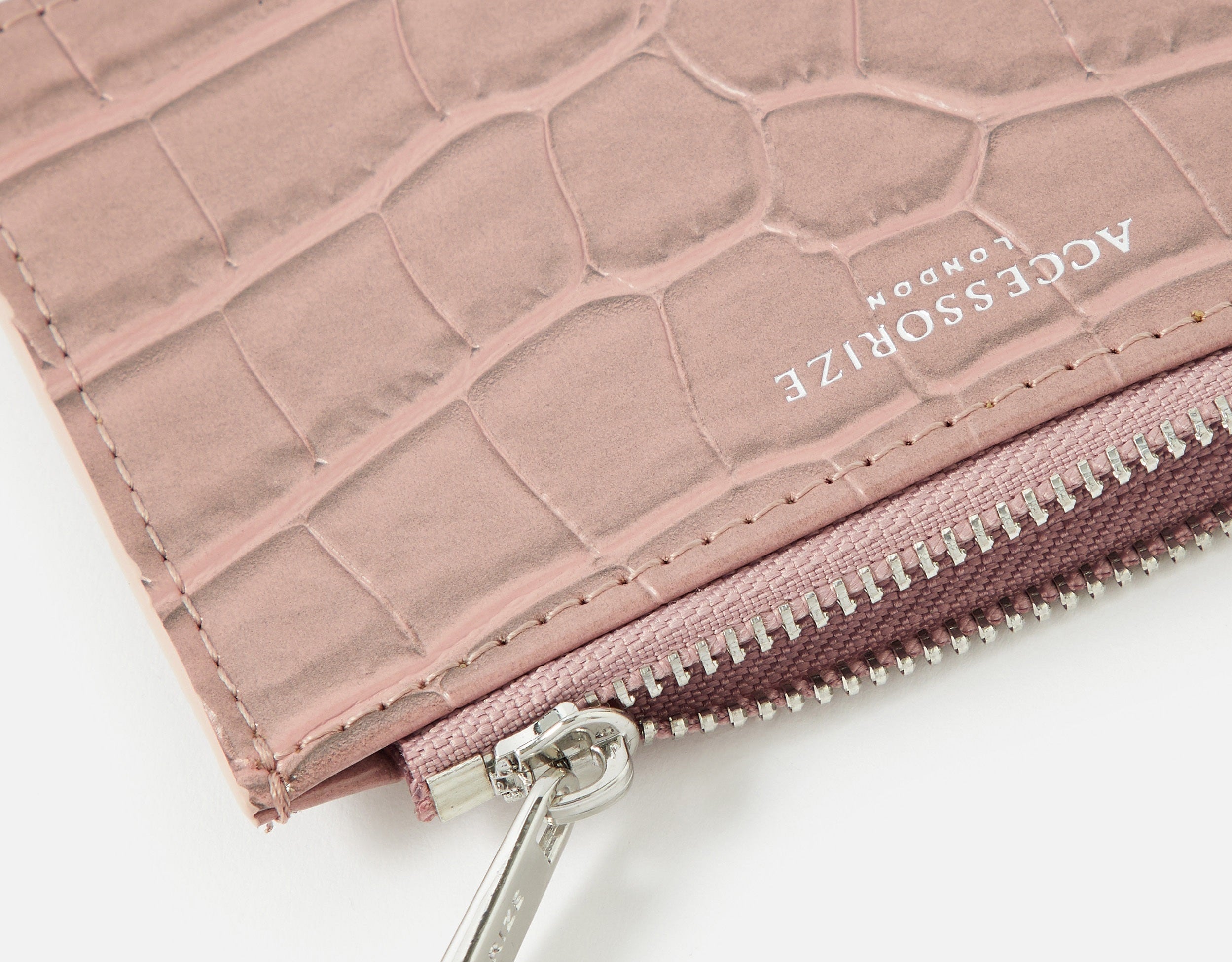 Accessorize London women's Pink Croc Cardholder wallet purse