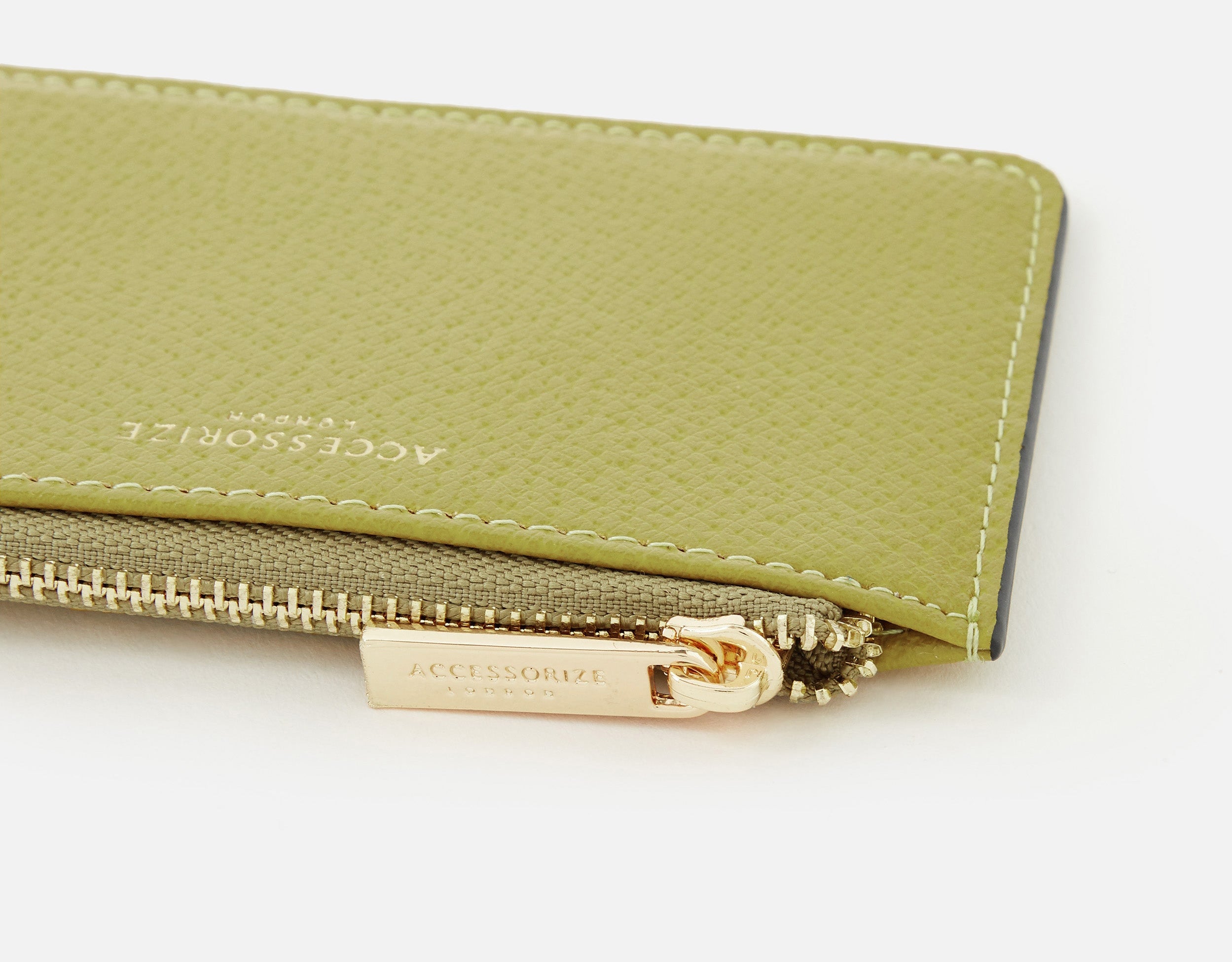 Accessorize London Women's Faux Leather Lime Plain Card Holder