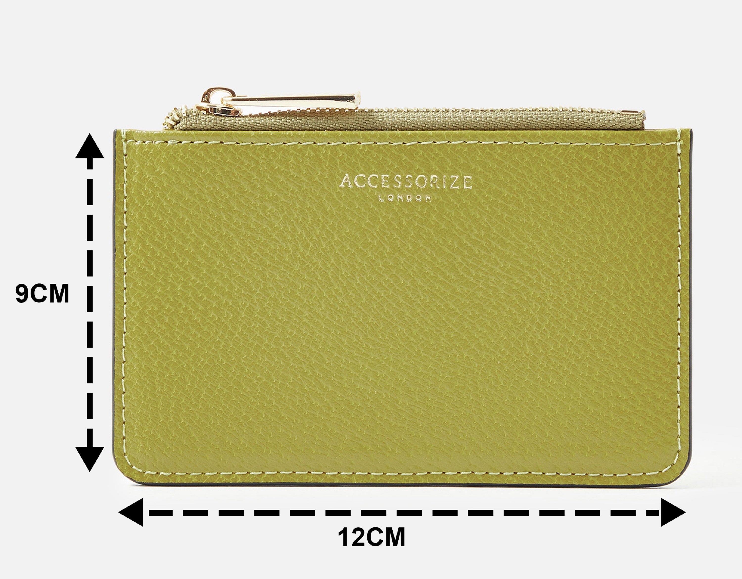 Accessorize London Women's Faux Leather Lime Plain Card Holder