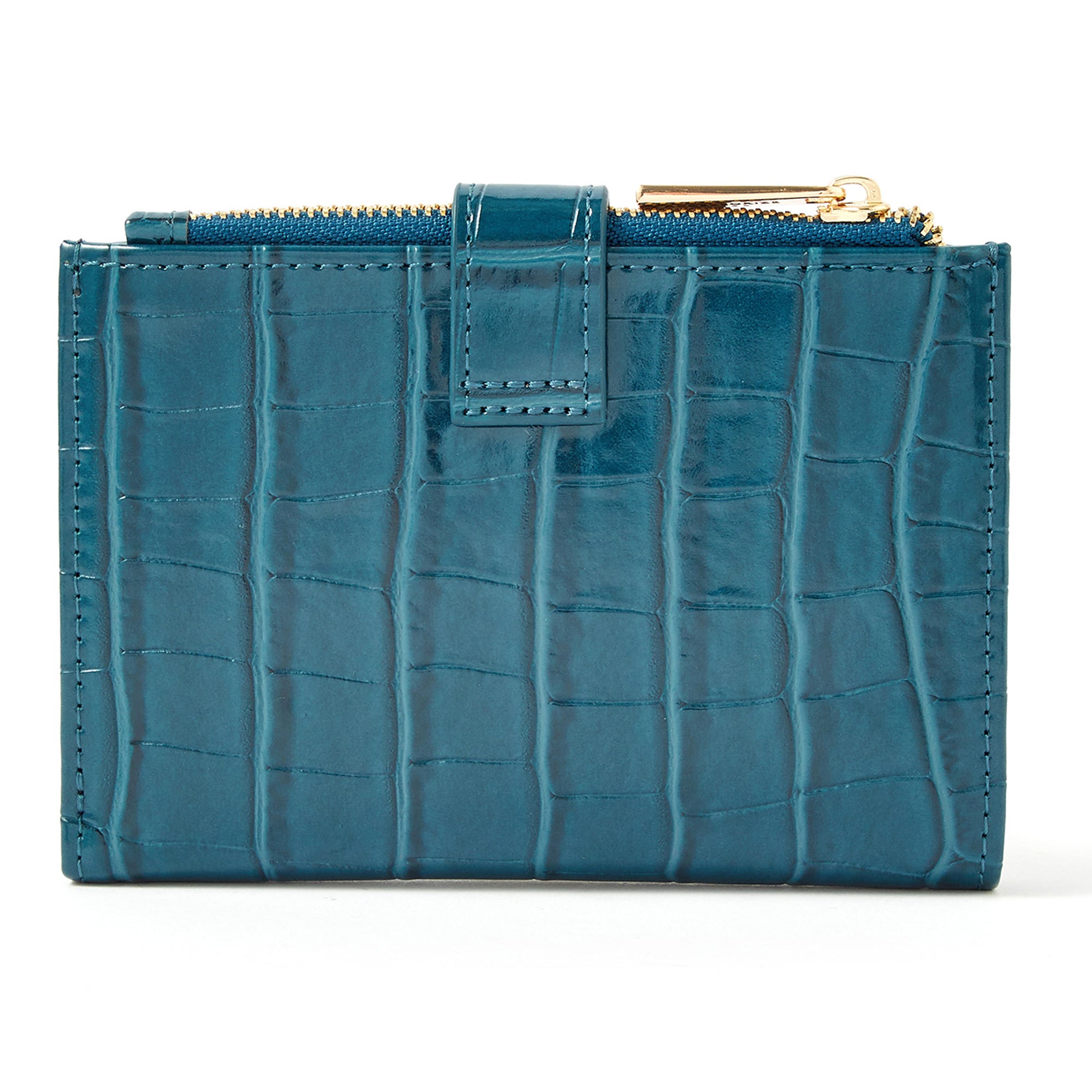 Accessorize London Women's Faux Leather Blue Croc Pushlock Wallet