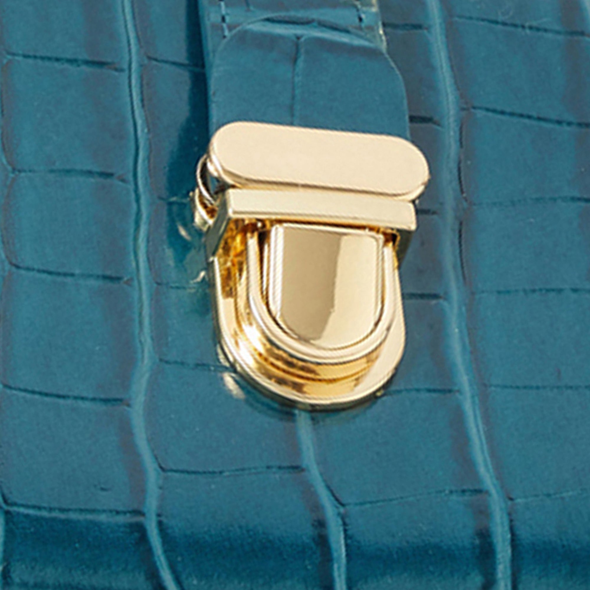 Accessorize London Women's Faux Leather Blue Croc Pushlock Wallet