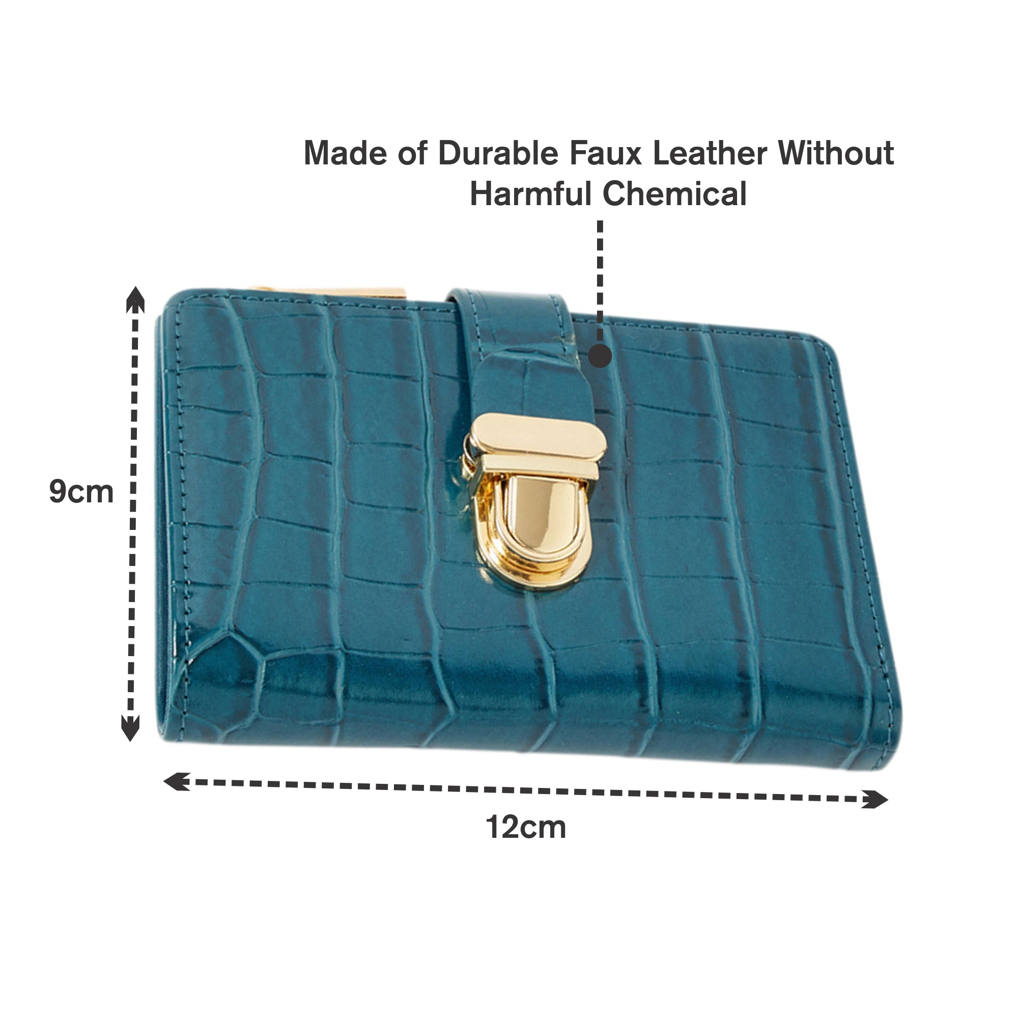 Accessorize London Women's Faux Leather Blue Croc Pushlock Wallet
