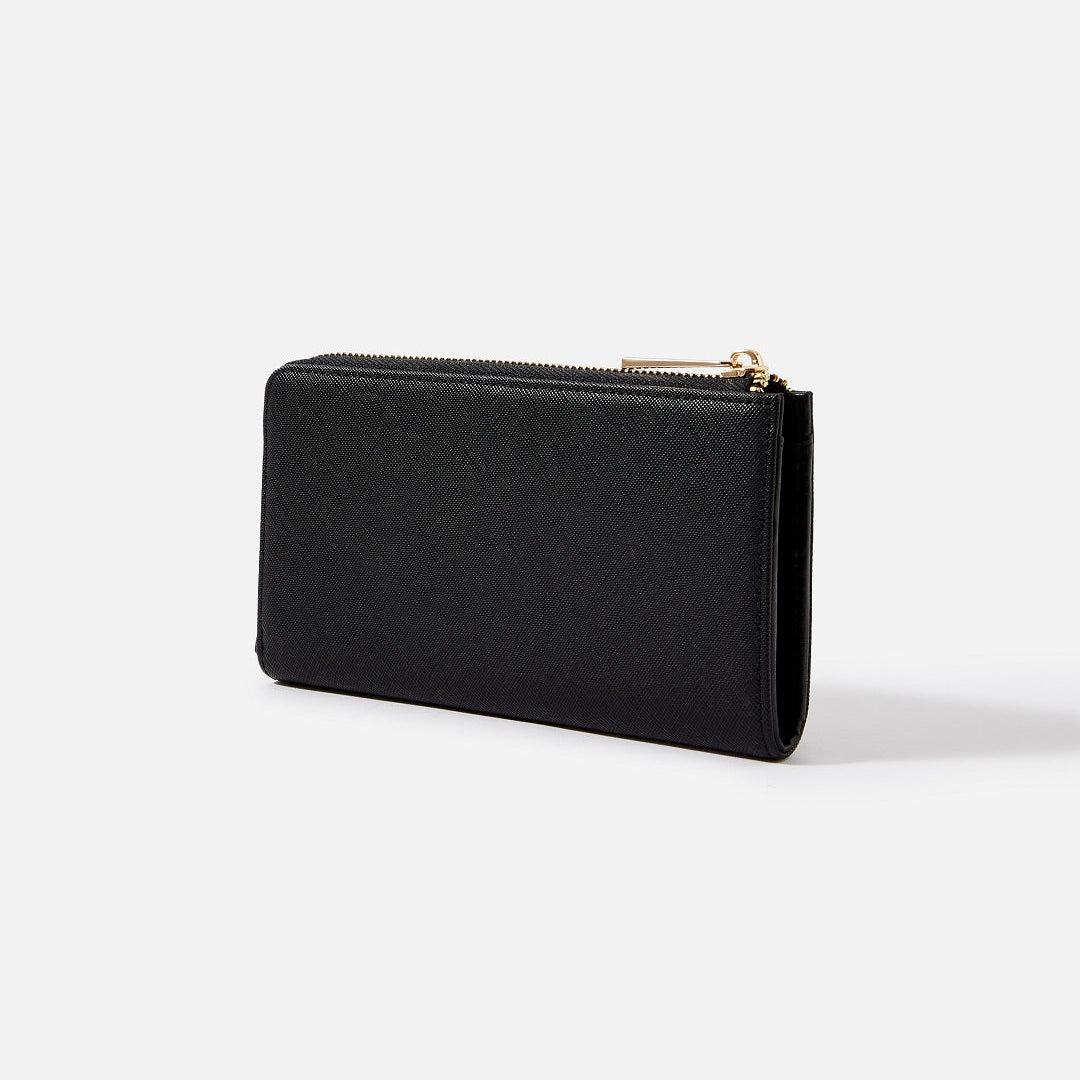 Accessorize London Women's Faux Leather black Reptile Large Wallet Purse