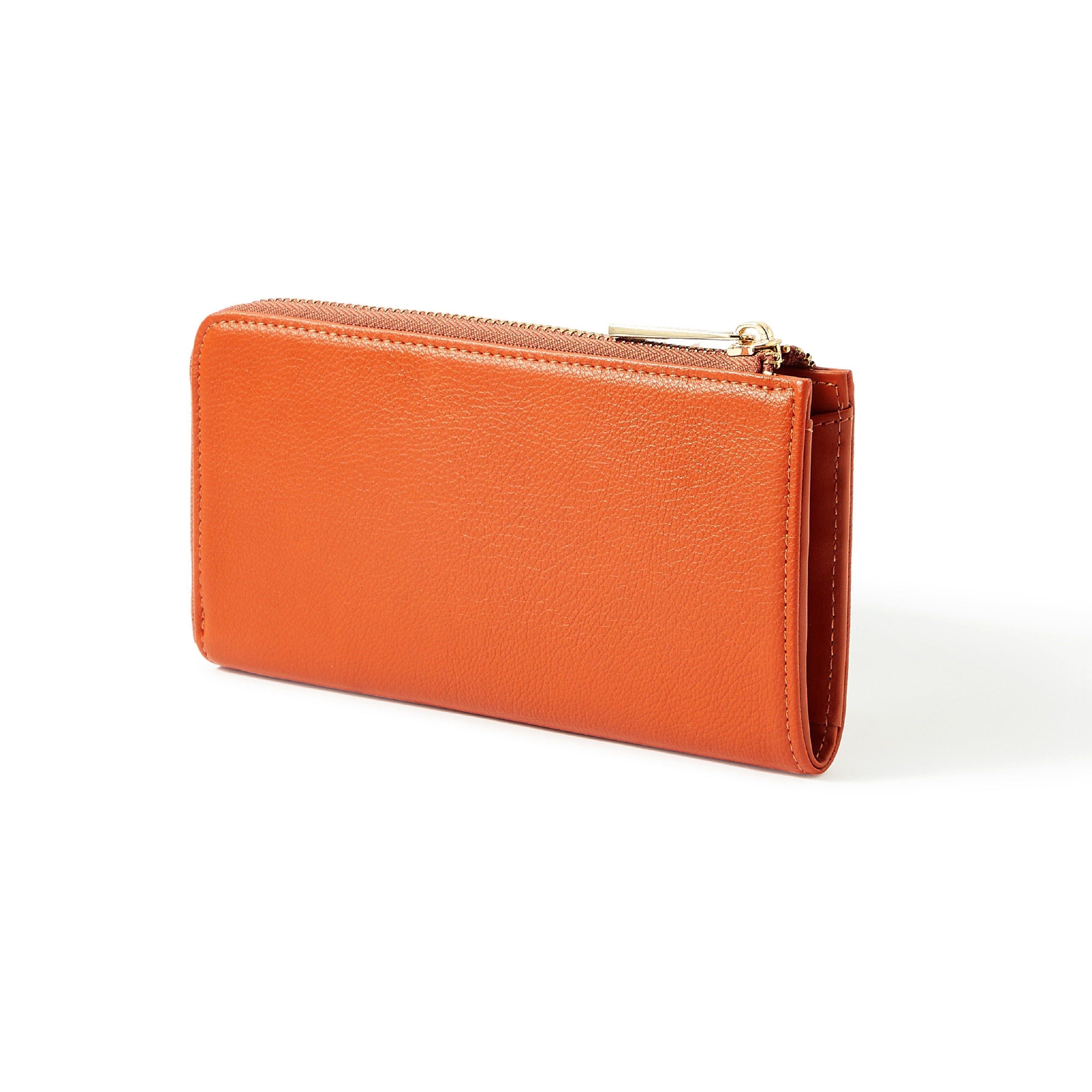 Accessorize London Women's Faux Leather Orange Large Zip Around Wallet