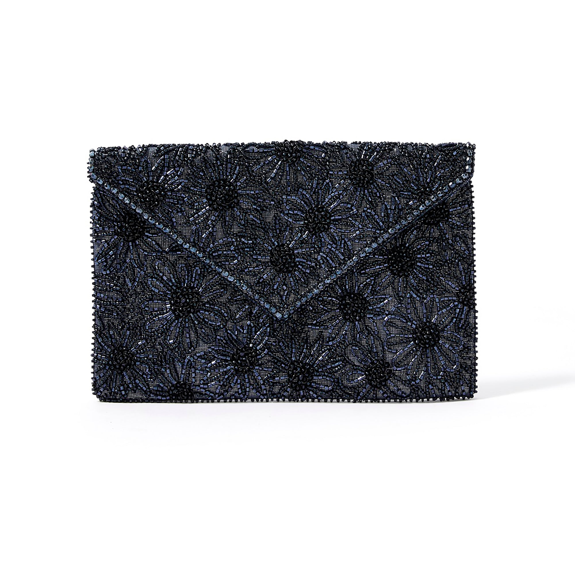 Accessorize London Women's Beaded Blue Tara Clutch Party Bag