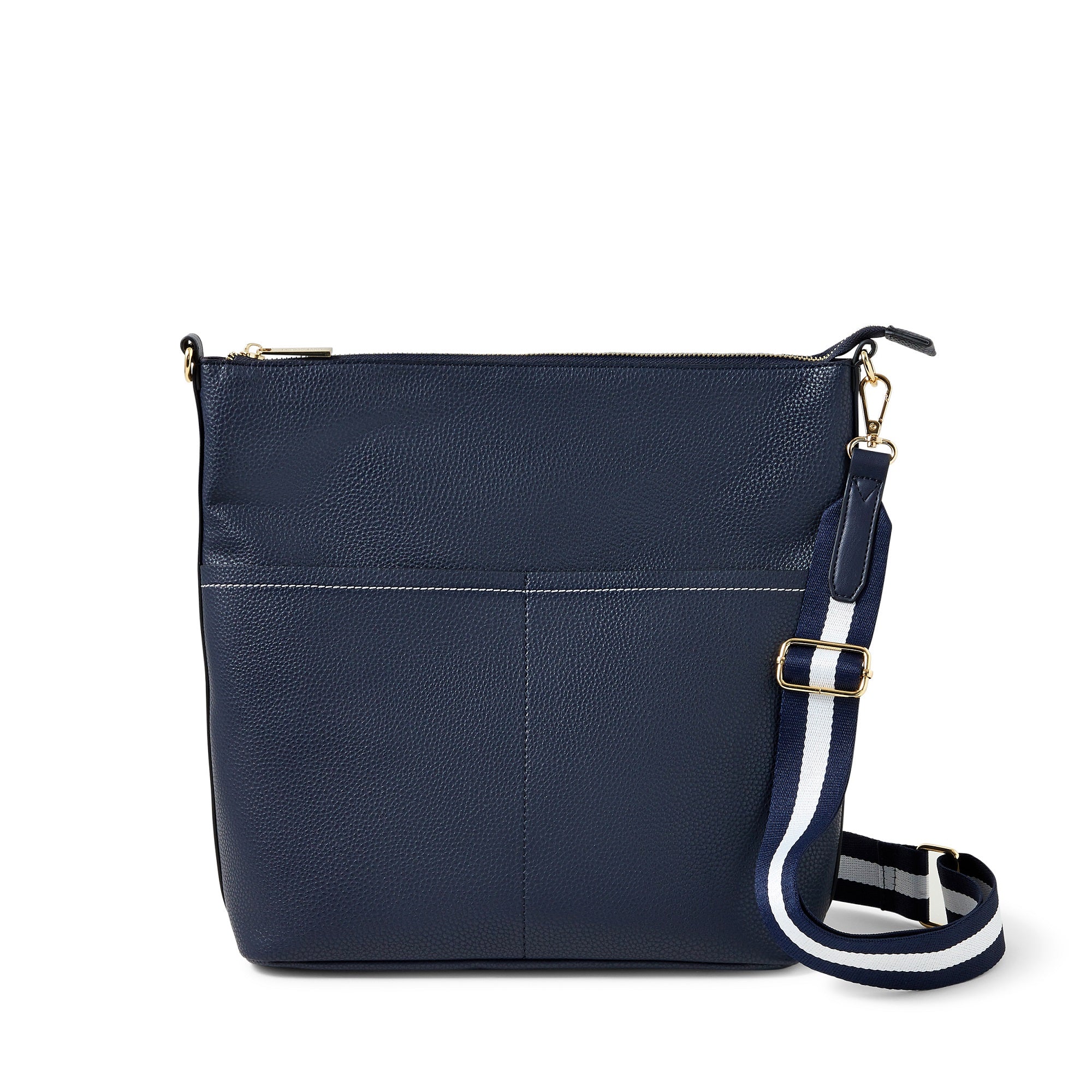 Accessorize London women's Faux Leather Navy Sasha Stitch Shoulder Sling bag