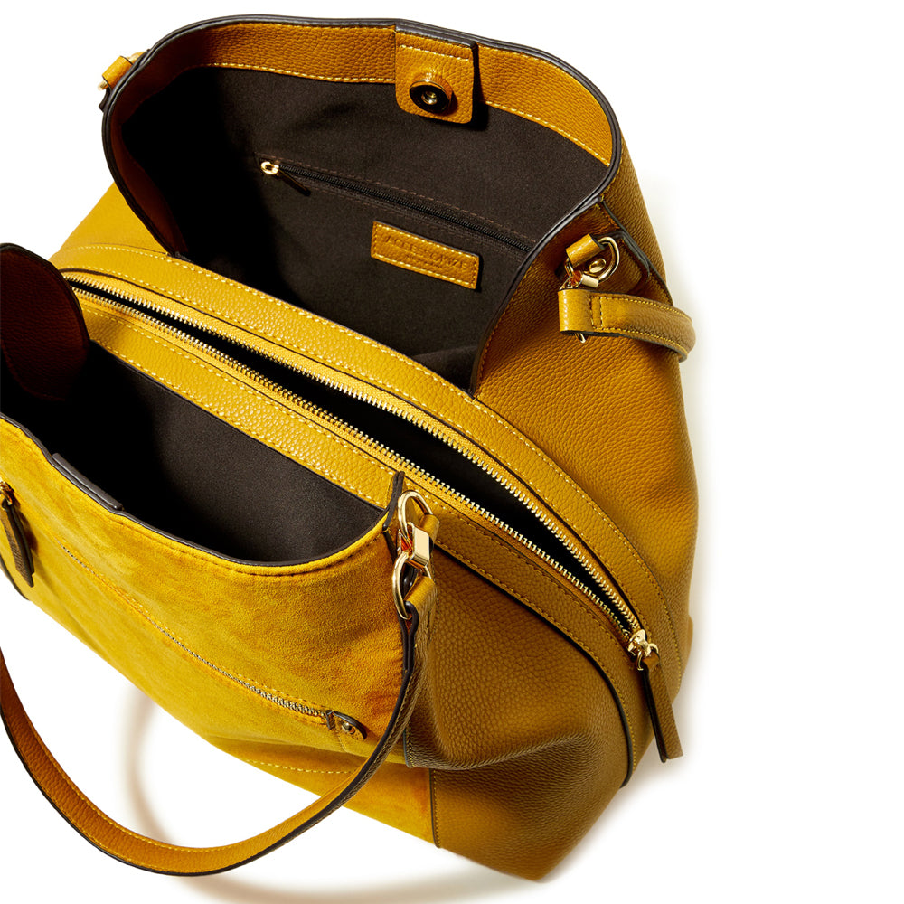 Accessorize London women's Faux Leather yellow Brooklyn Casual Shoulder bag