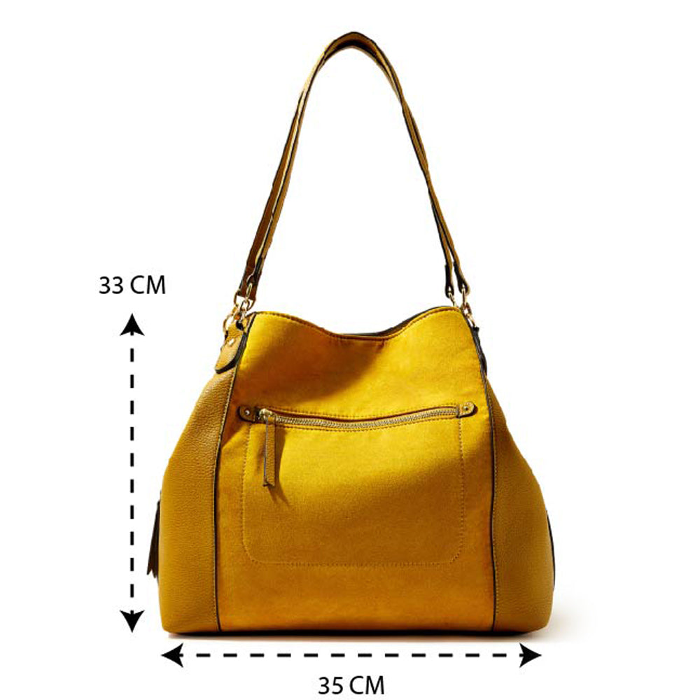Accessorize London women's Faux Leather yellow Brooklyn Casual Shoulder bag