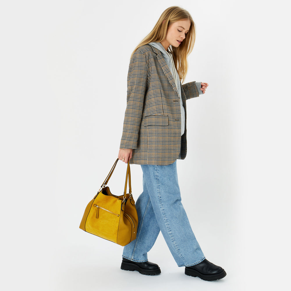 Accessorize London women's Faux Leather yellow Brooklyn Casual Shoulder bag