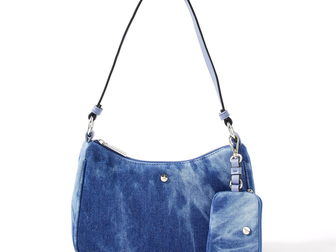 Accessorize London women's Faux Leather Blue Denim Small Shoulder bag