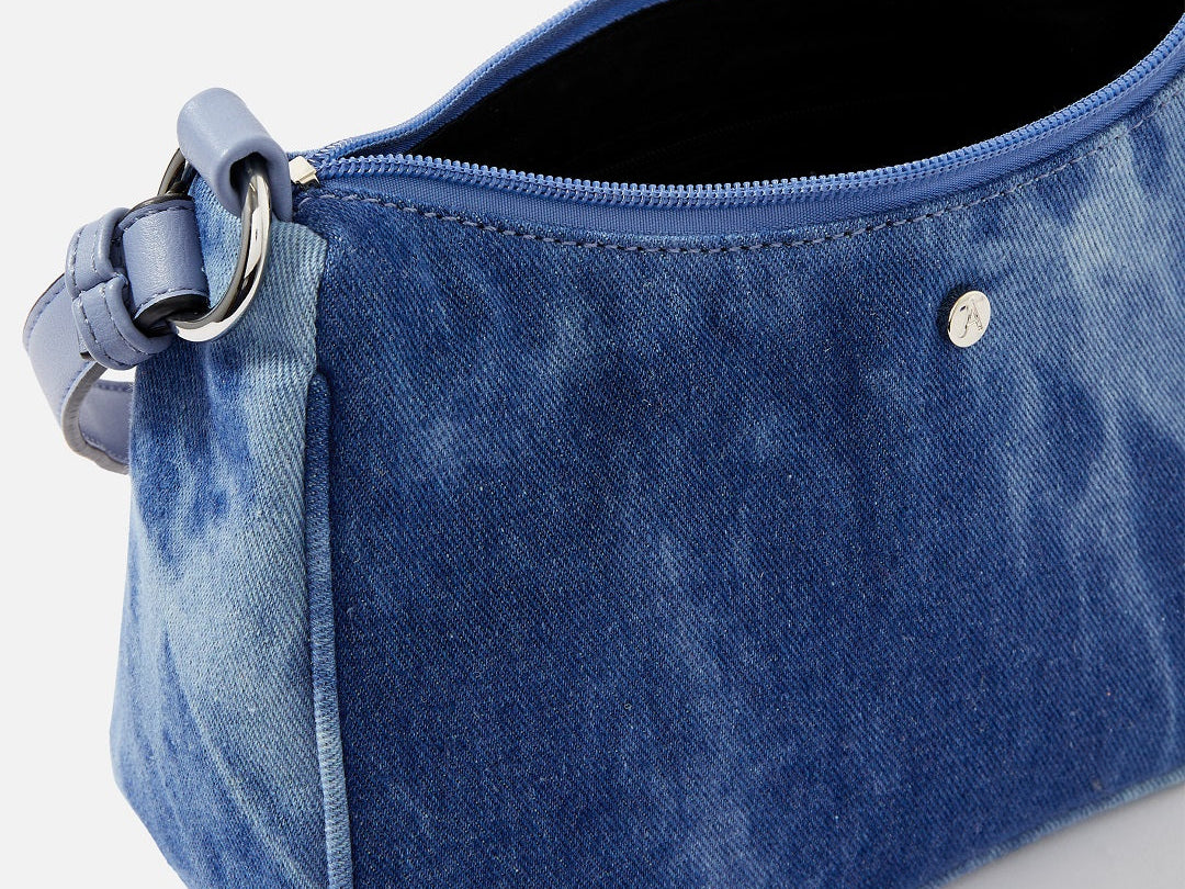 Accessorize London women's Faux Leather Blue Denim Small Shoulder bag
