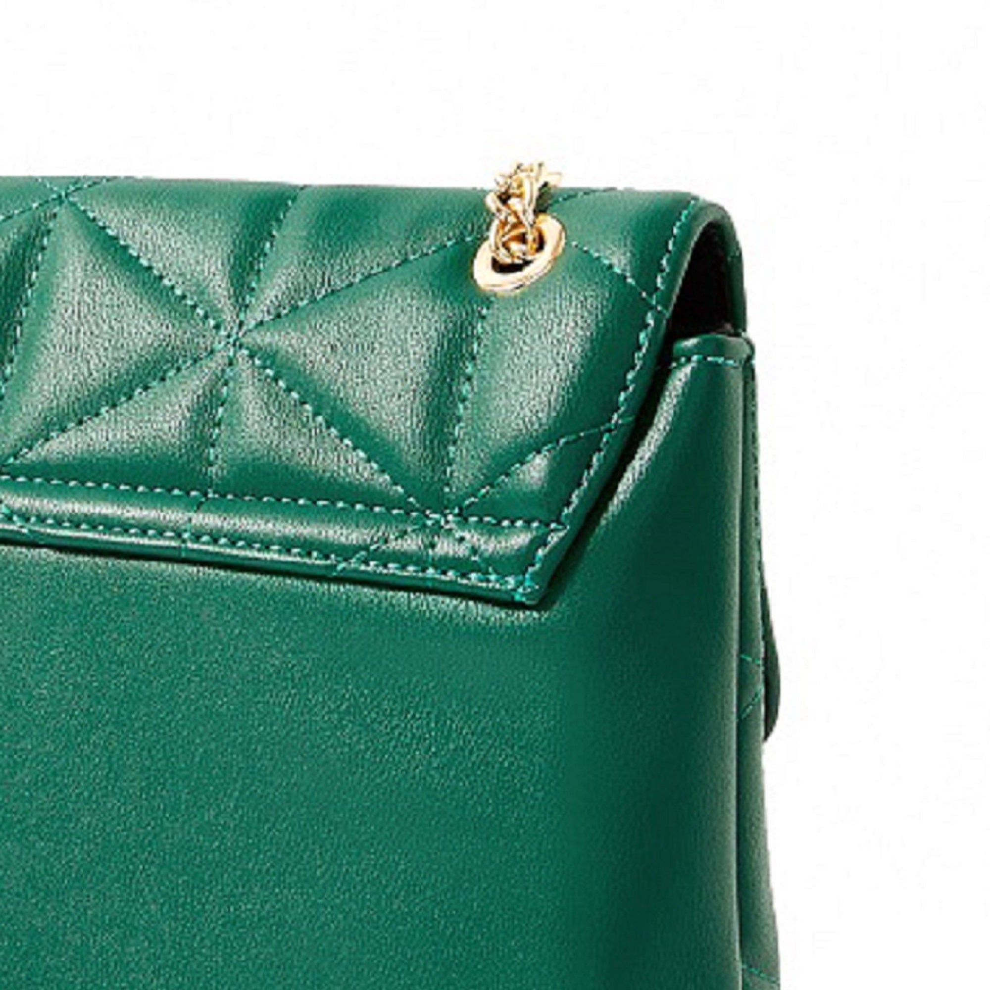 Accessorize London women's Faux Leather Green Eva Quilt Shoulder Sling bag