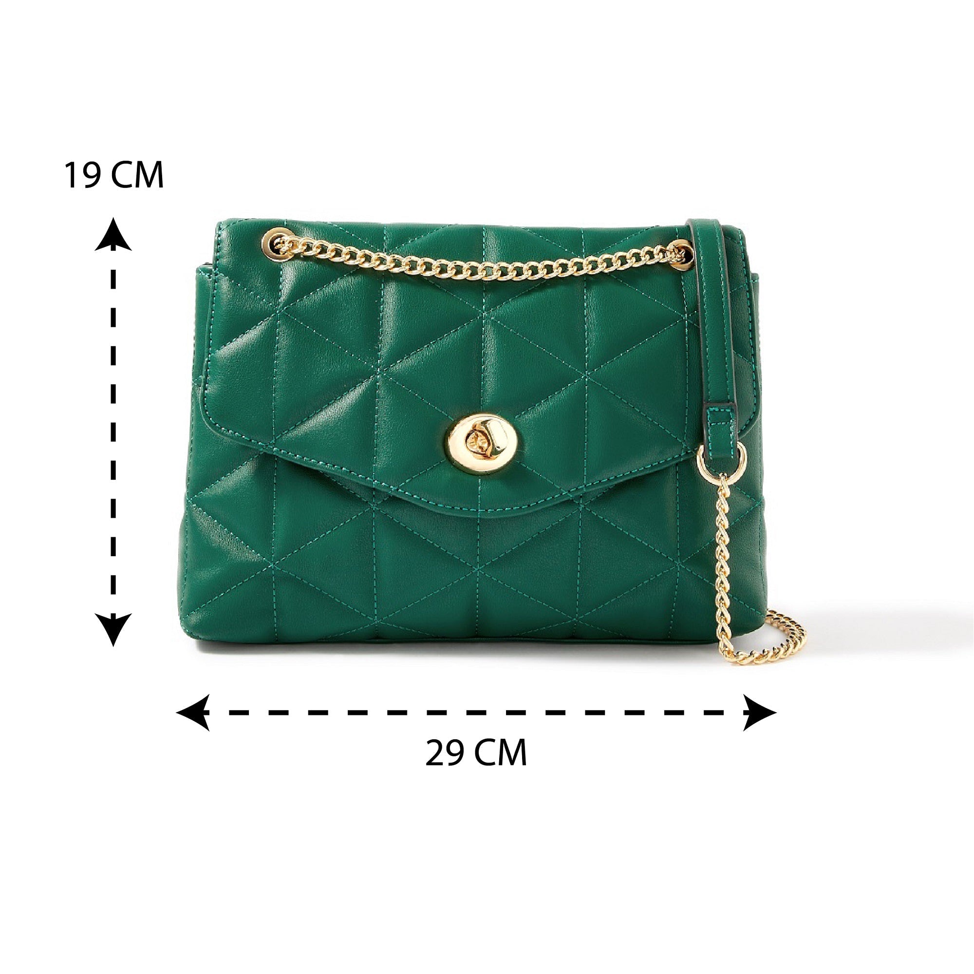 Accessorize London women's Faux Leather Green Eva Quilt Shoulder Sling bag