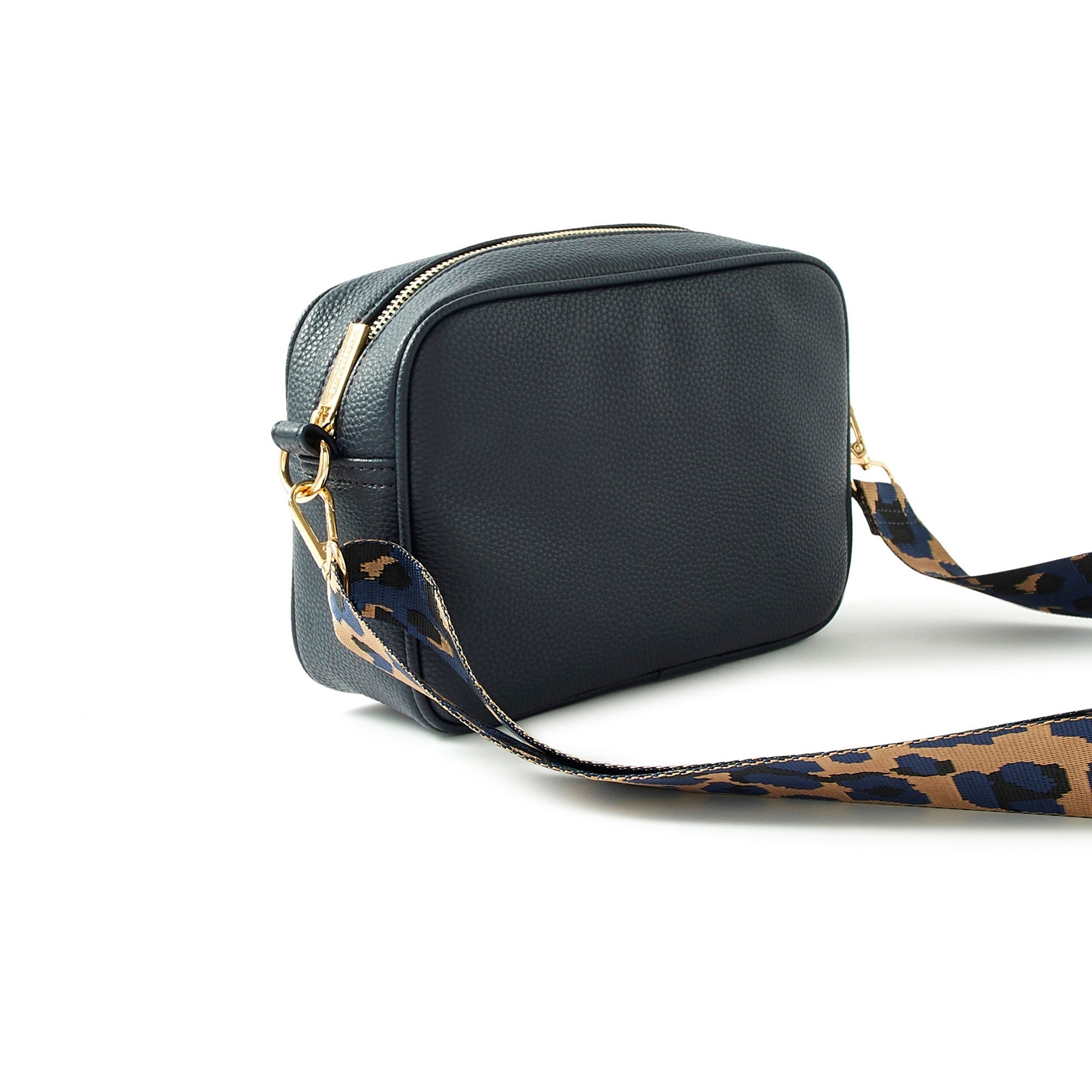 Accessorize London Women's Faux Leather Navy Leopard strap camera Sling bag