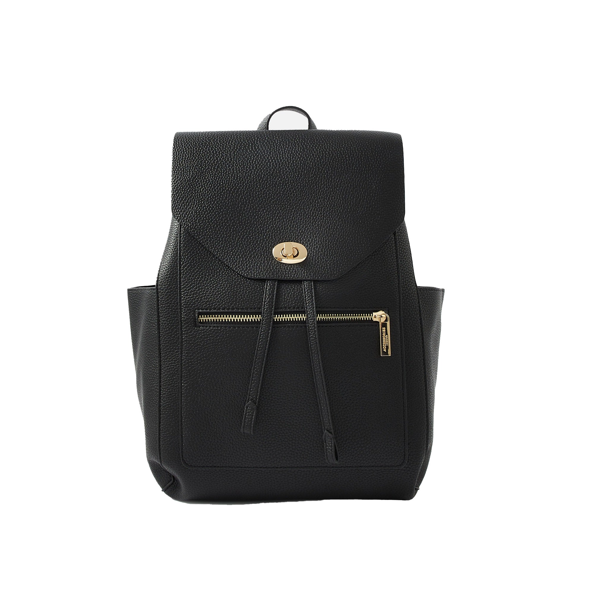 Black women's backpack gold clearance zip