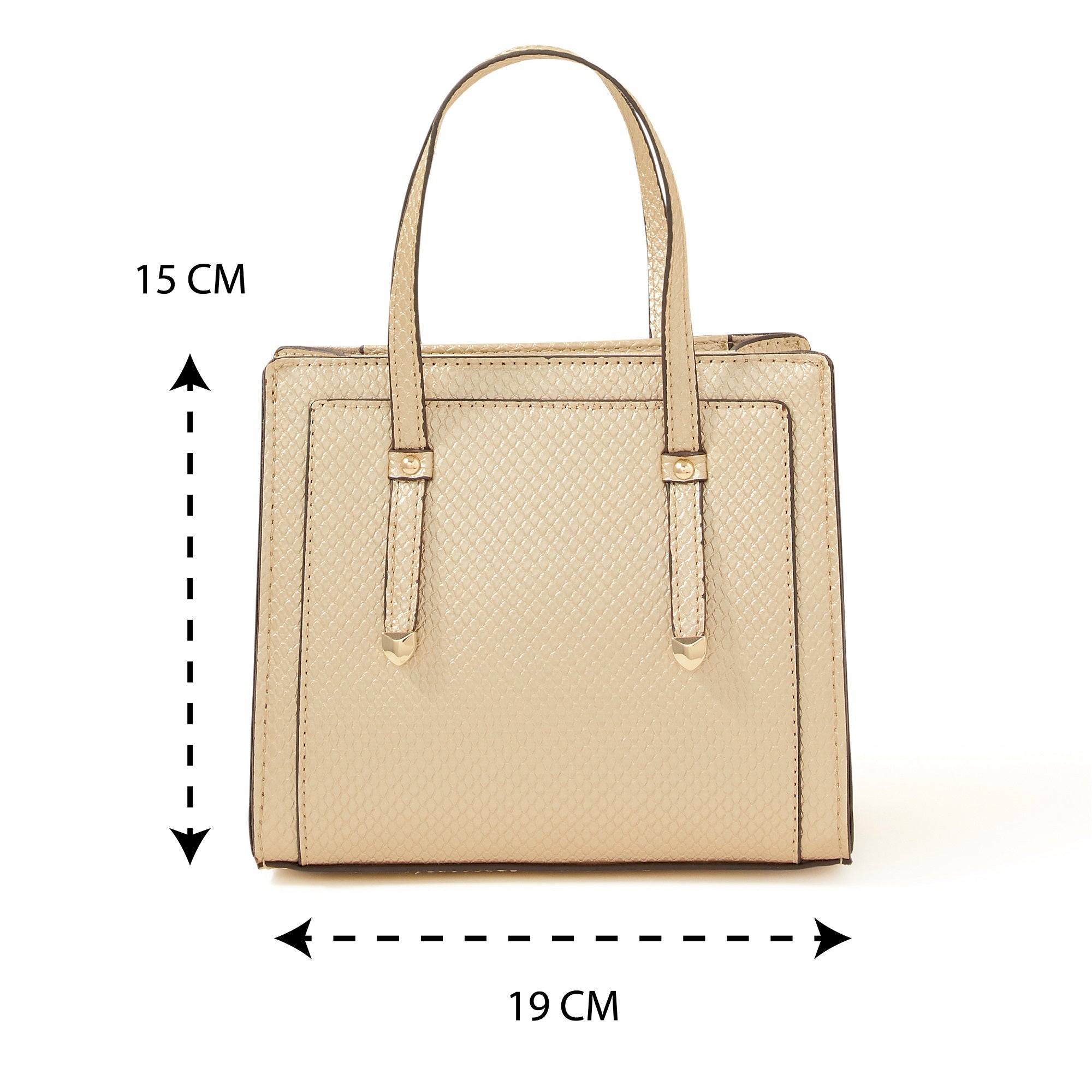 Accessorize London Women's Faux Leather Gold Metallic handheld Small Sling Bag