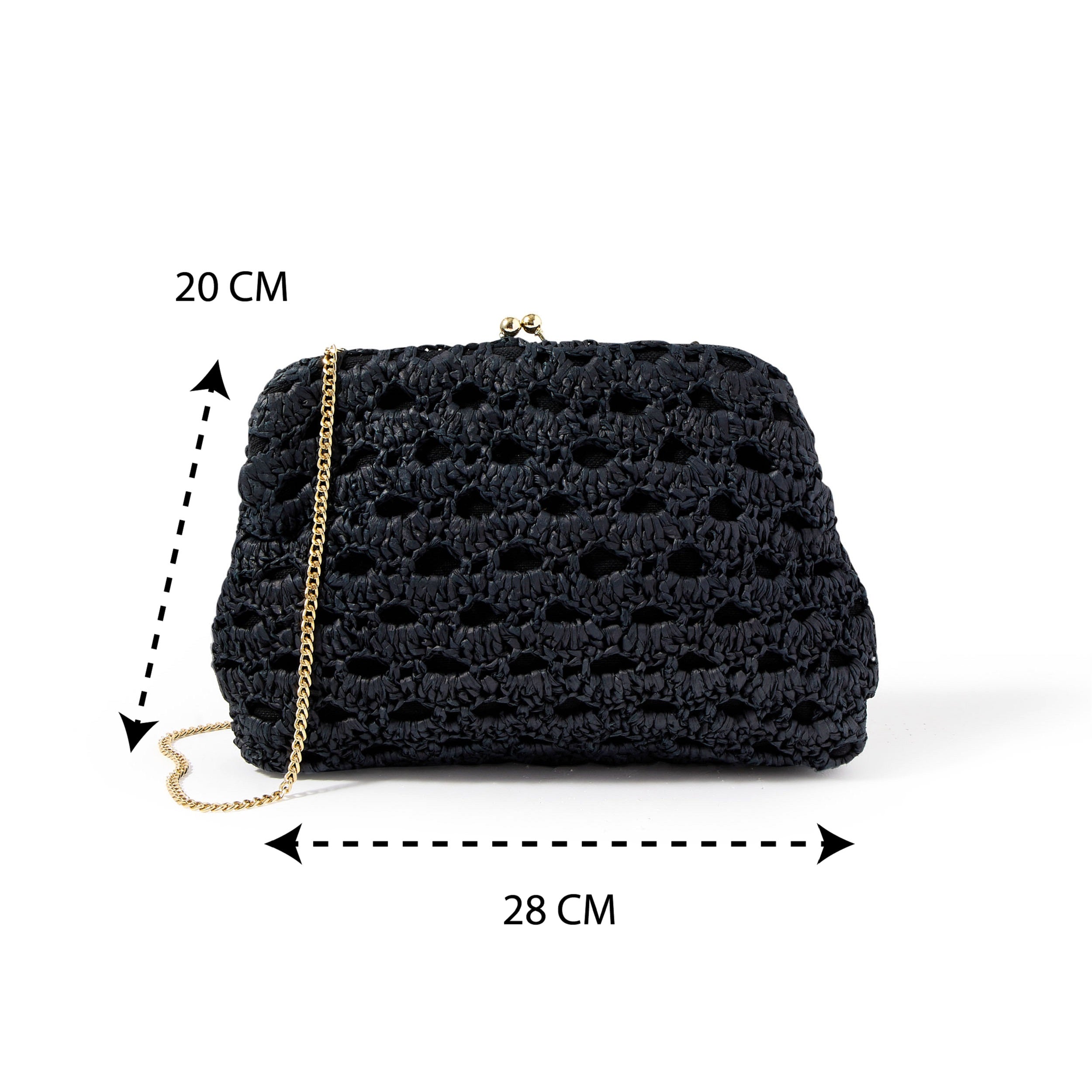Accessorize London Women's Black Raffia Clutch Party Bag