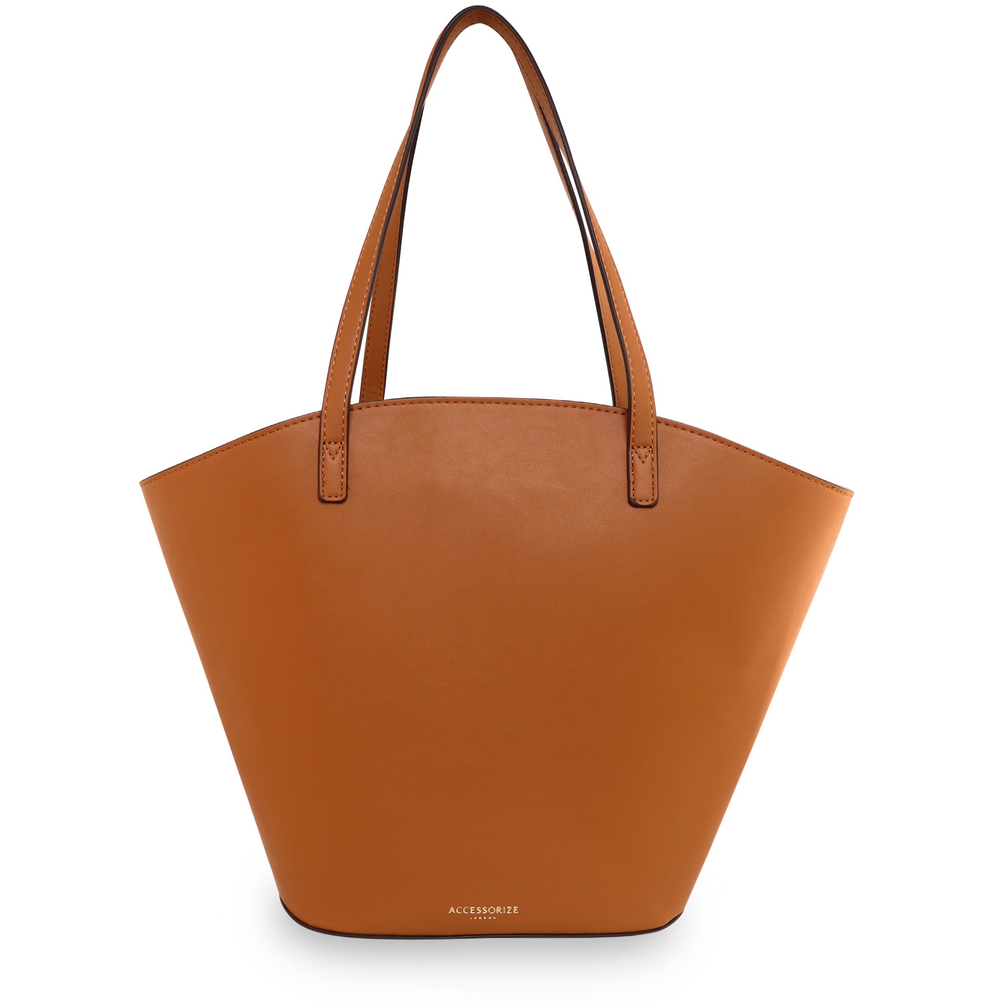 Accessorize London Women's Faux Leather Tan Cross-Weave tote Bag