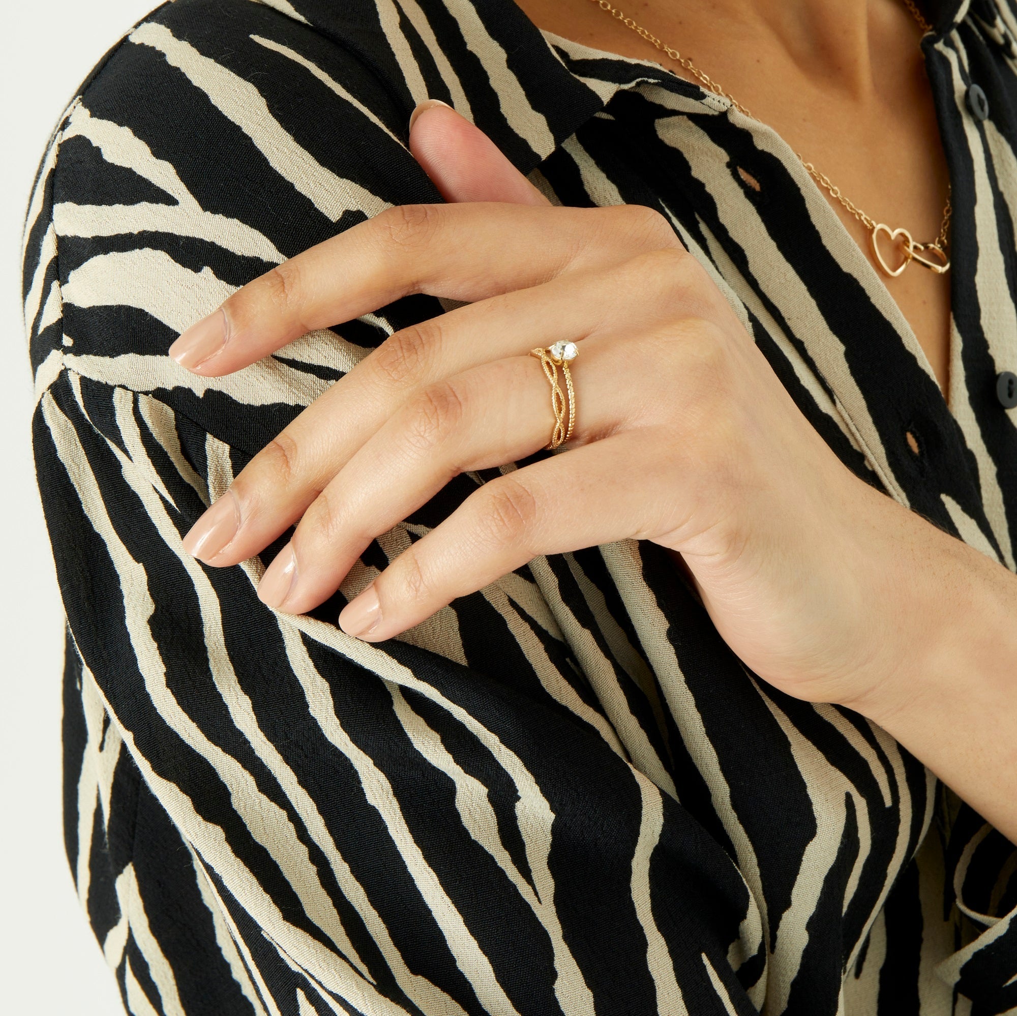 Accessorize London Women's Gold Pack of Solitaire Wave Band